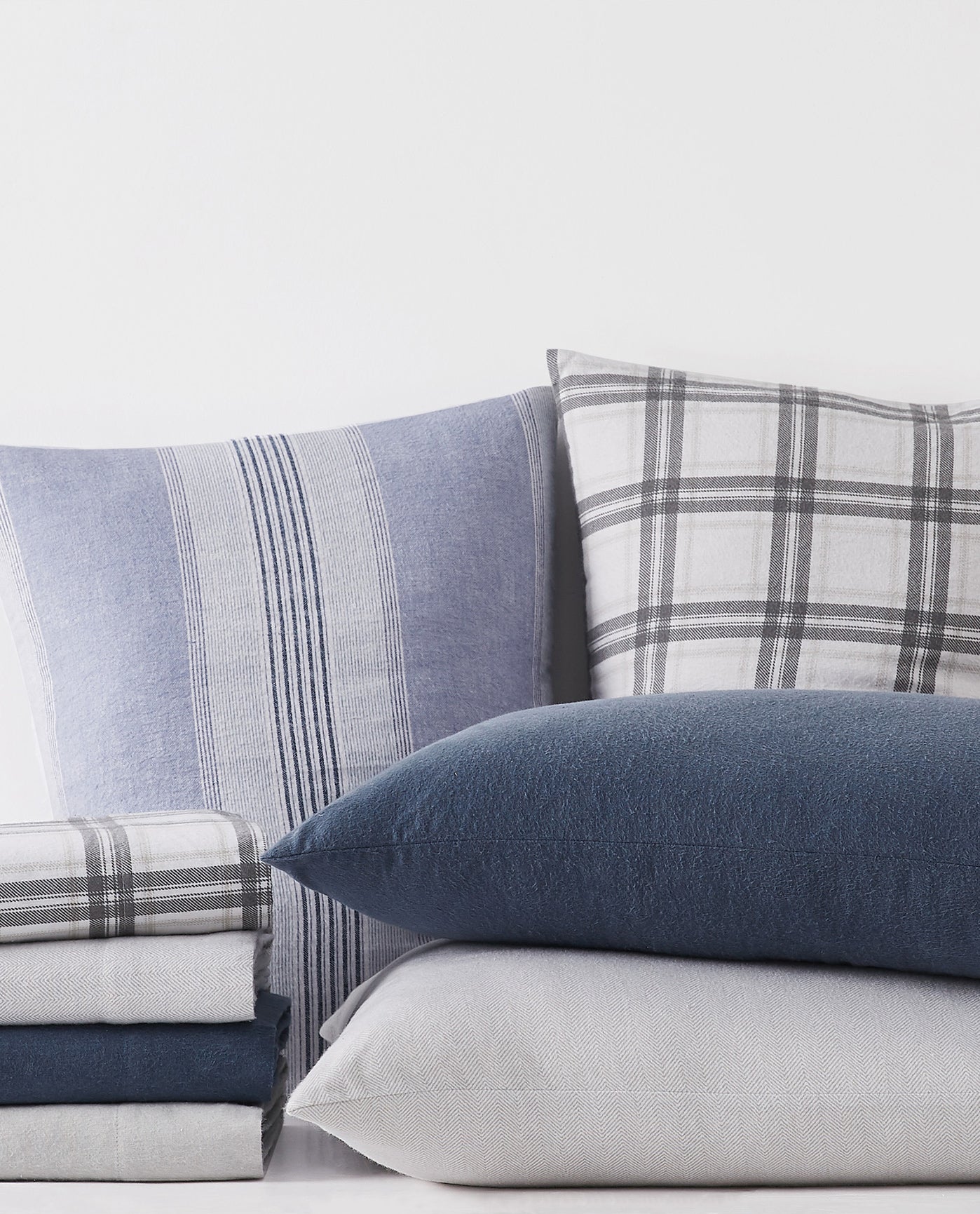 COLLECTION IMAGE OF STRIPE 3 PIECE FLANNEL DUVET COVER SET | PEM-Blue Stripe-400
