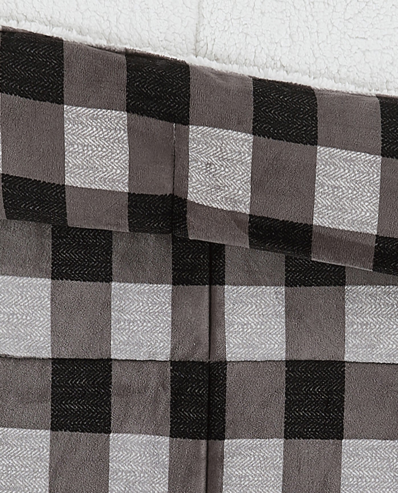 DETAIL VIEW OF HERRINGBONE PLAID 3 PIECE COMFORTER SET | PEM-Herringbone Black-110