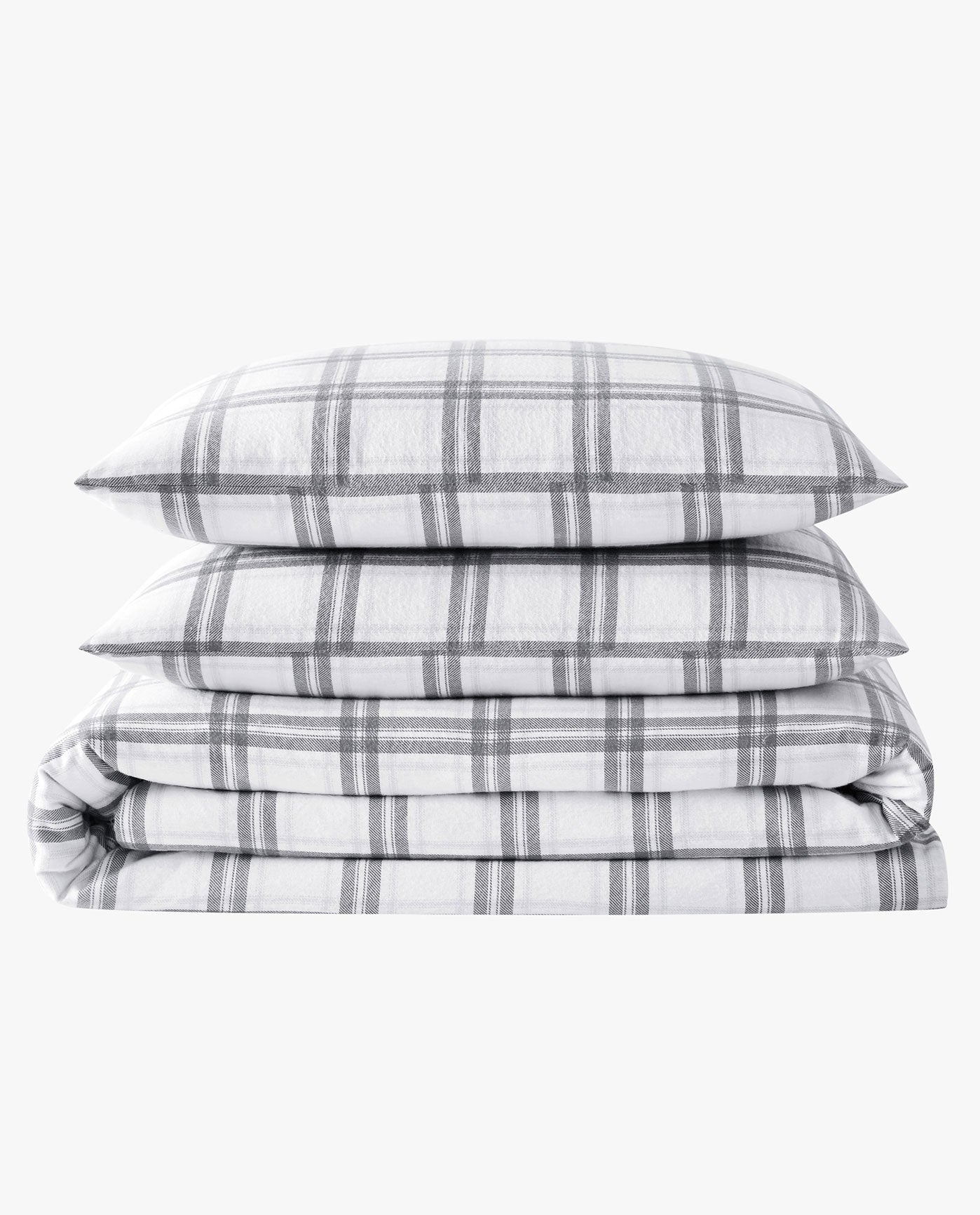 SET IMAGE OF PLAID 3 PIECE FLANNEL COMFORTER SET | PEM-Grey Plaid-090