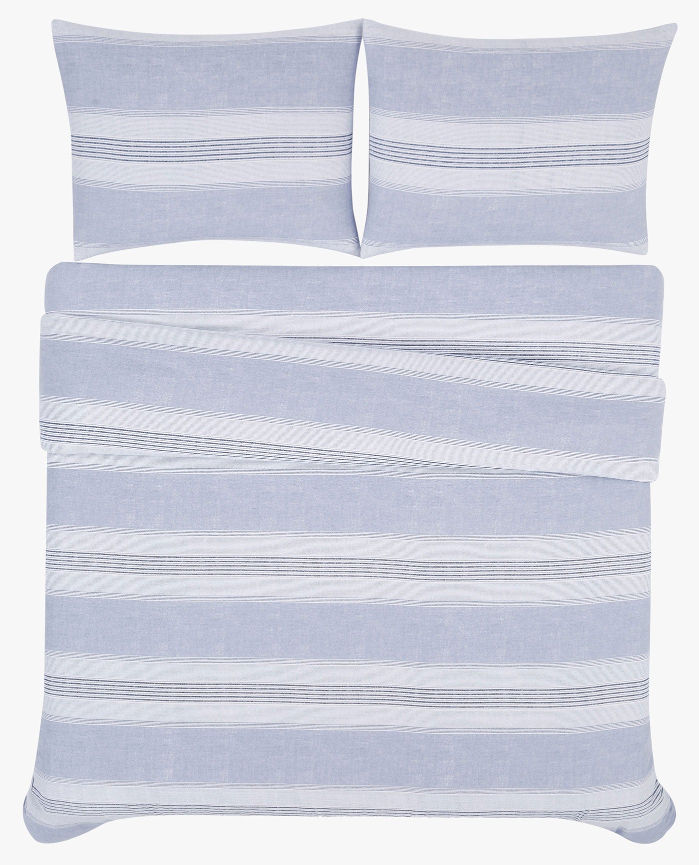 TOP IMAGE OF STRIPE 3 PIECE FLANNEL COMFORTER SET | PEM-Blue Stripe-400