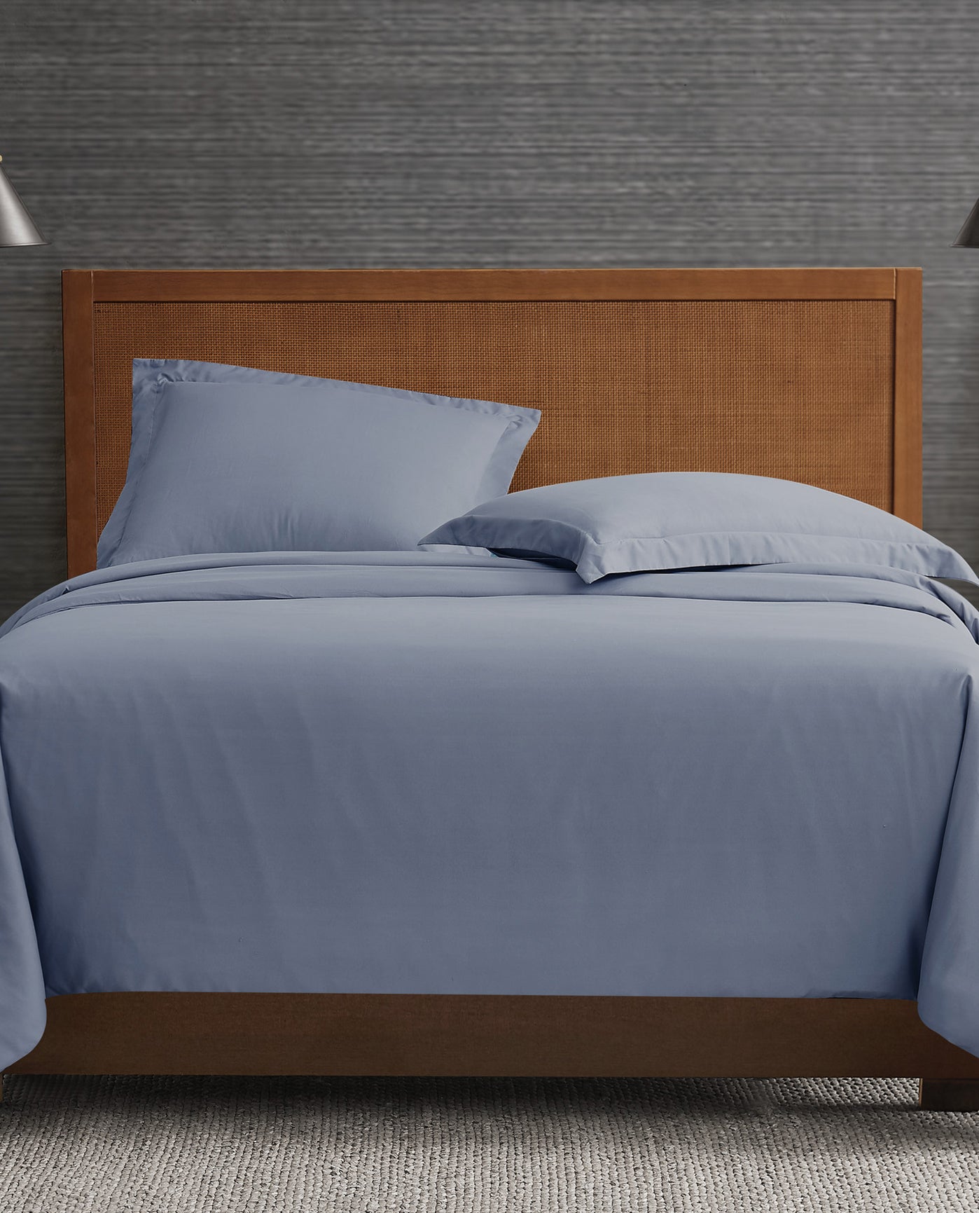 MAIN IMAGE OF GARMENT SOLID WASH 3 PIECE DUVET COVER SET | PEM-Wash_Blue-400