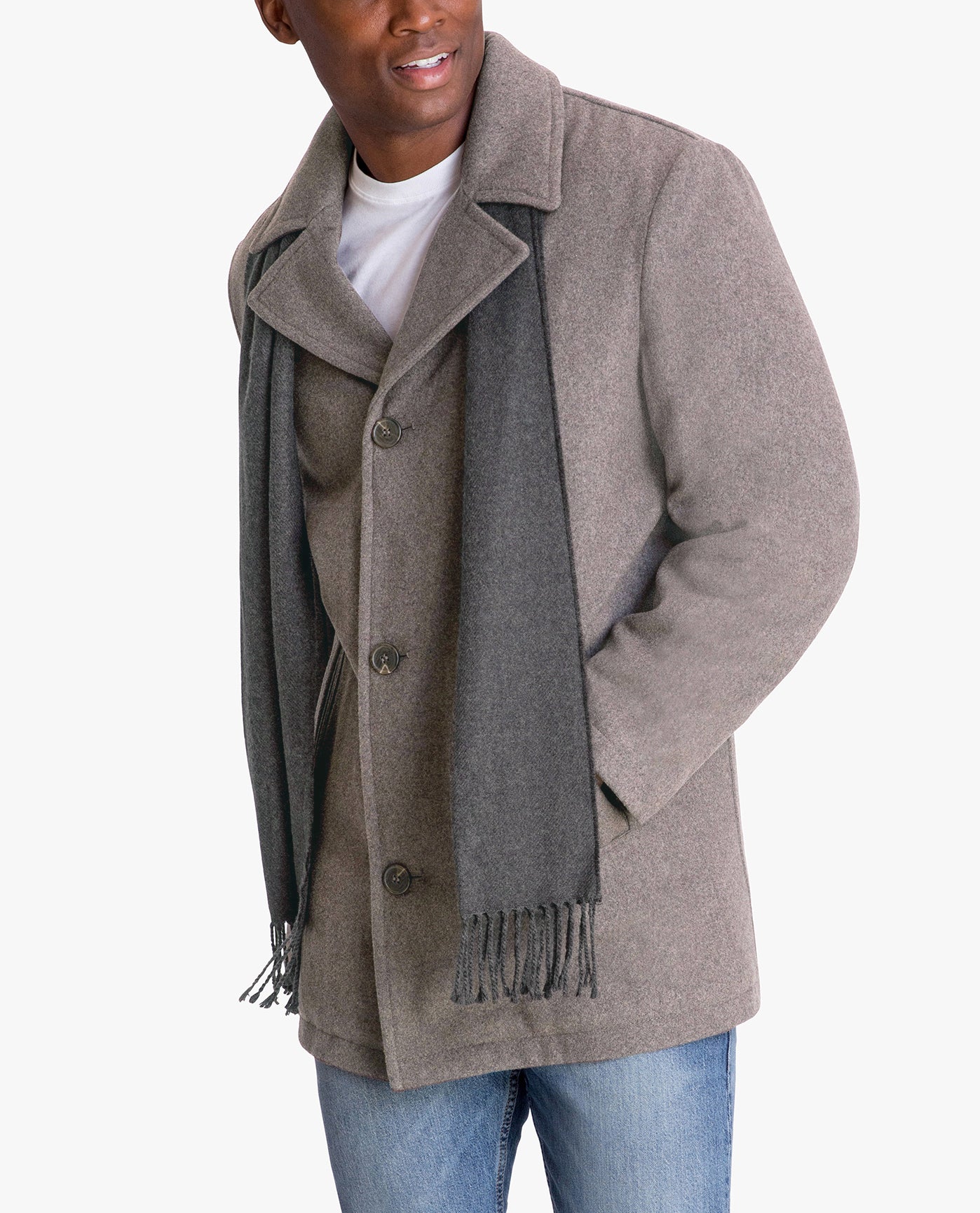 SIDE VIEW OF AMITY SINGLE BREASTED WOOL JACKET | MEDIUM GREY