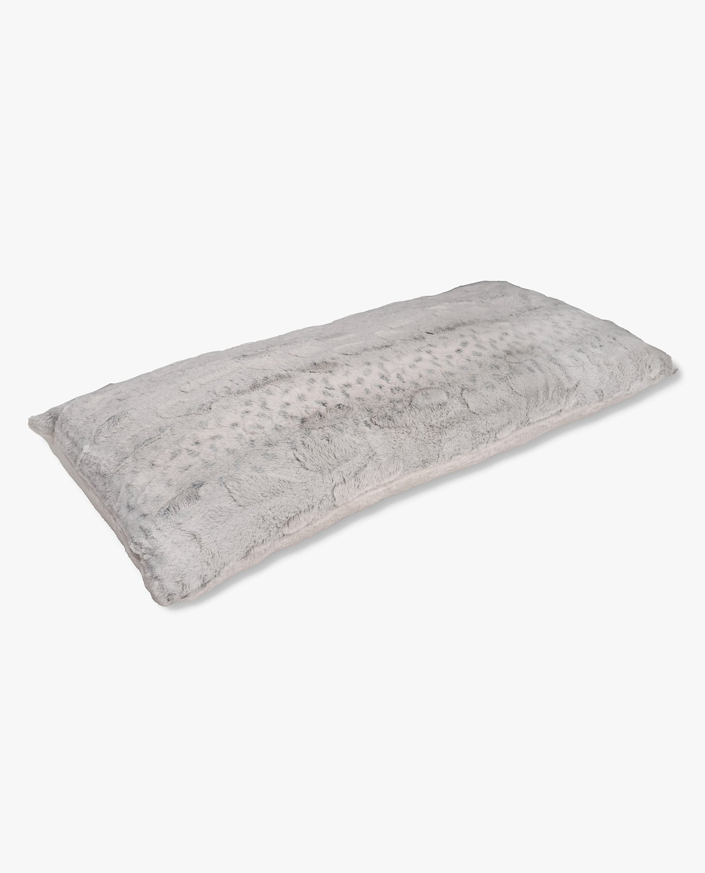 FLAT VIEW OF FAUX FUR BODY PILLOW | PEM-Snow_Leopard-040