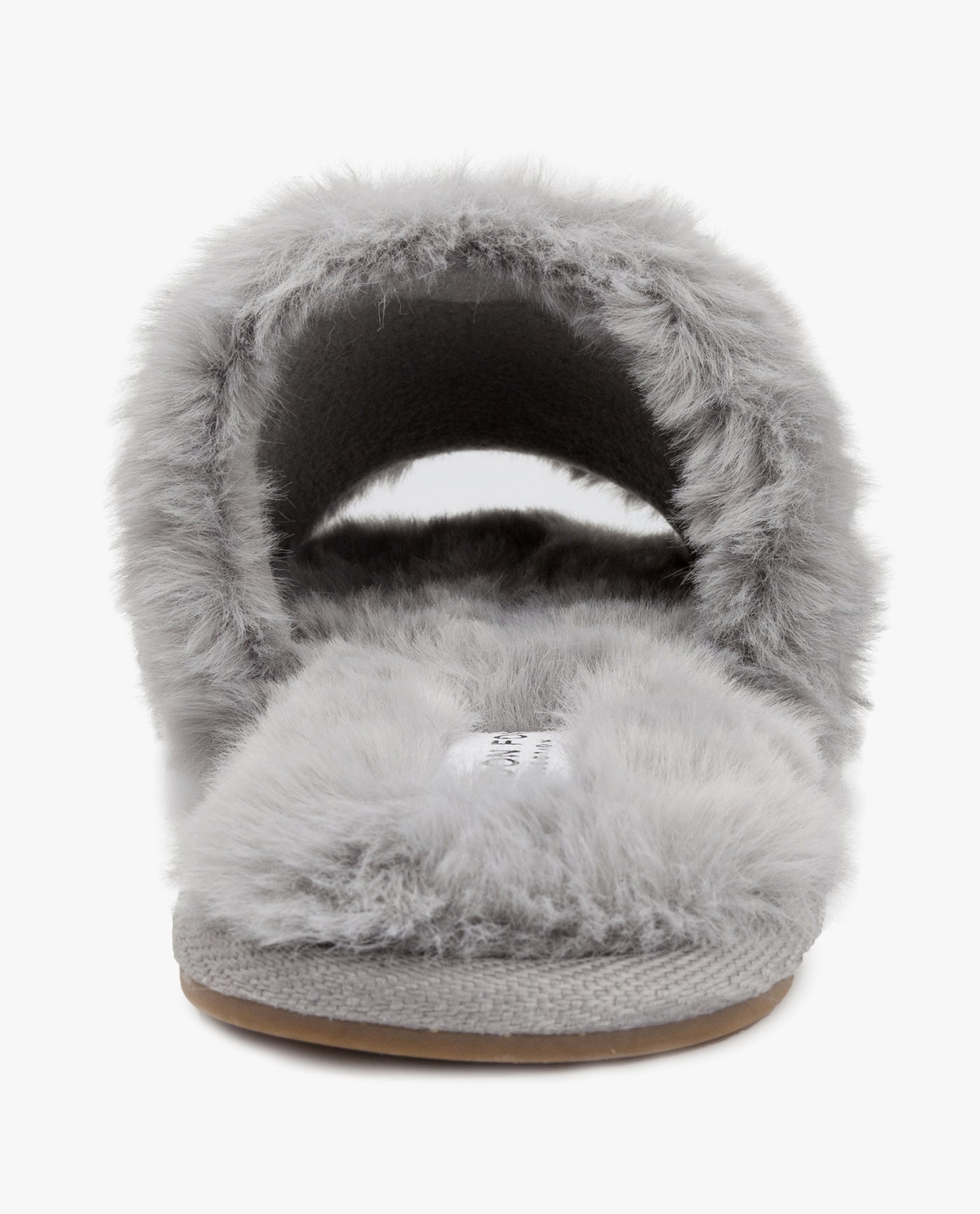 BACK IMAGE OF WOMENS LILLY OPEN TOE FAUX FUR SLIPPER | ESO_GREY_020