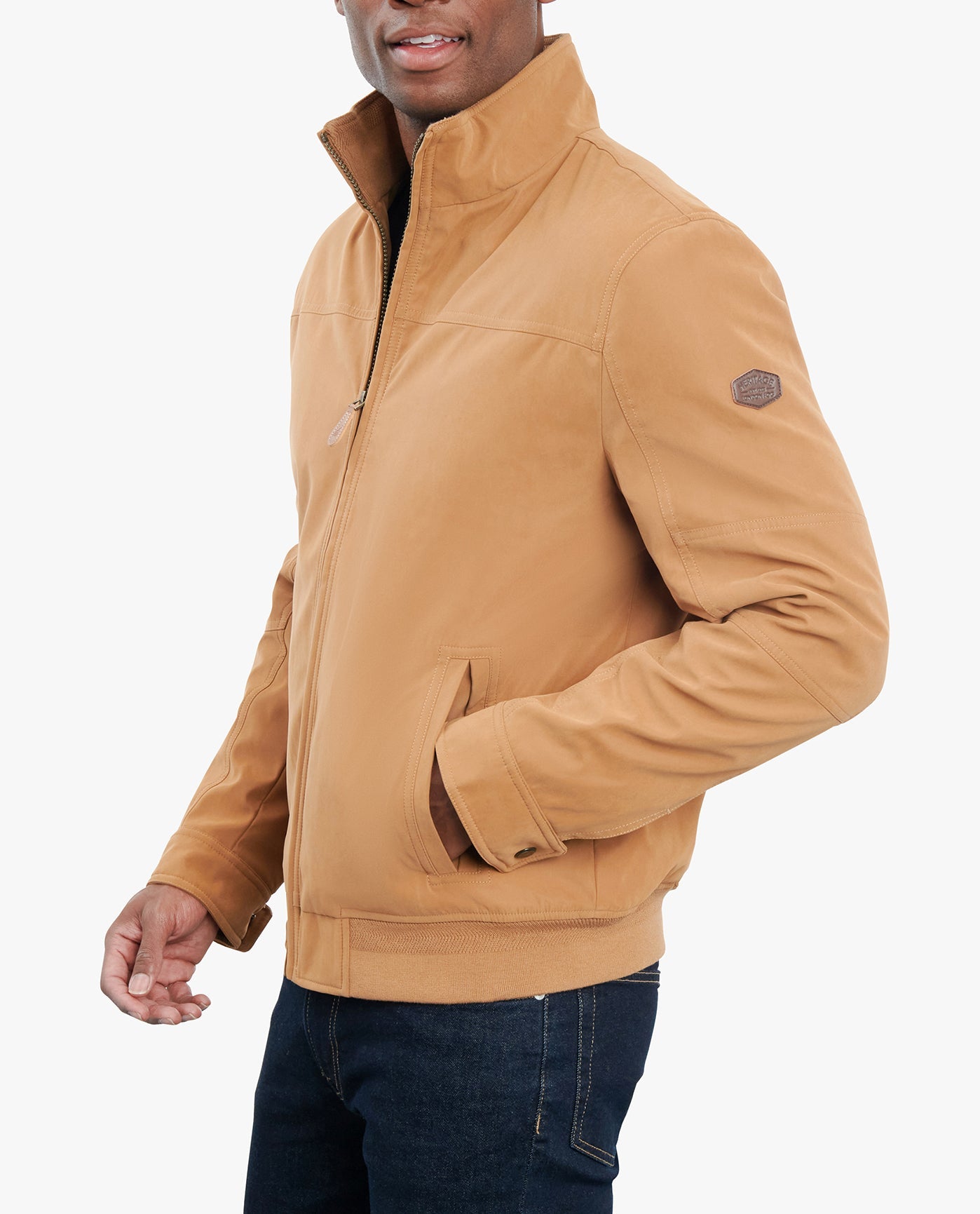 SIDE VIEW OF MAPLEWOOD MIDWEIGHT JACKET | WHISKEY