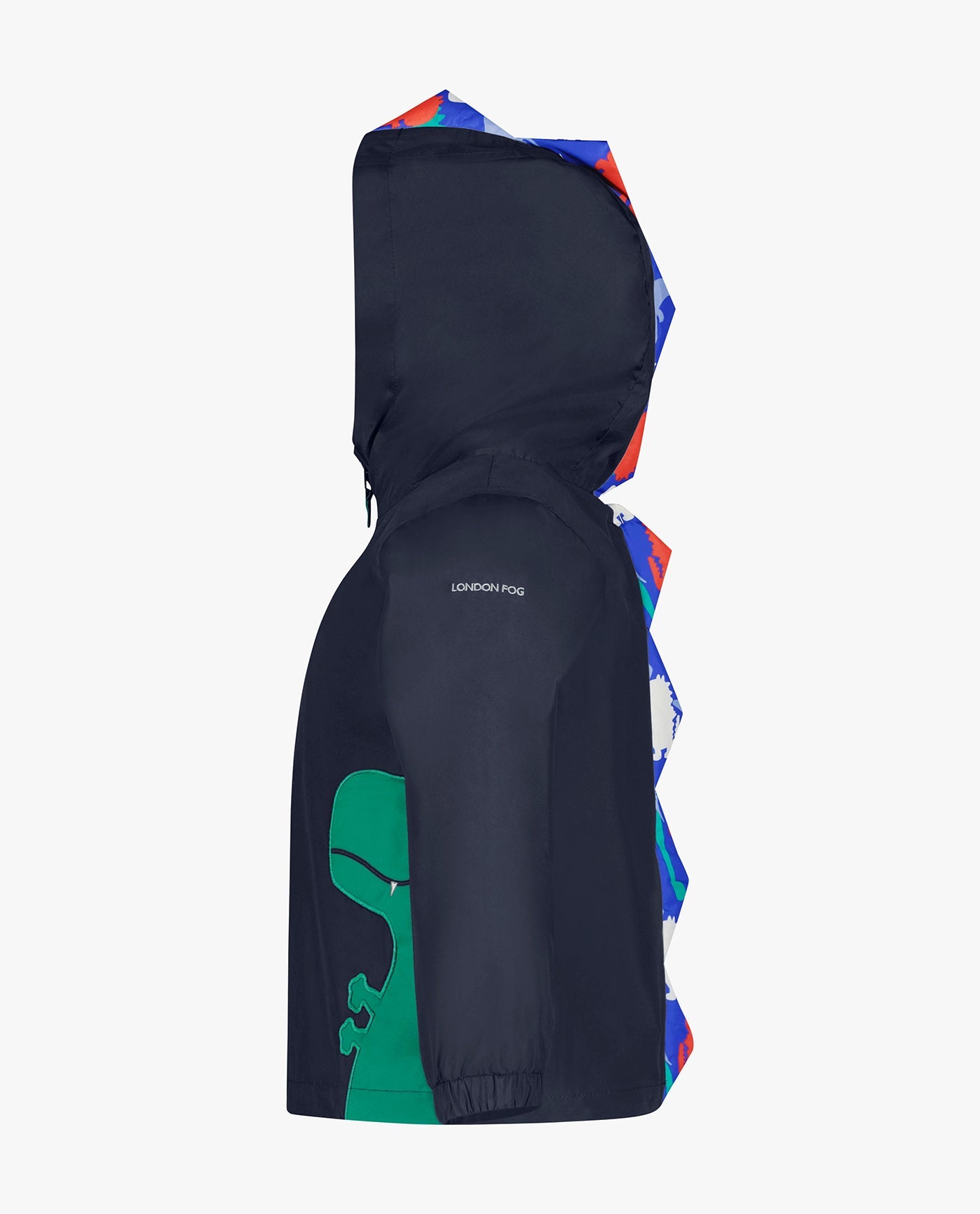 SIDE OF BABY BOYS ZIP FRONT HOODED DINO RAINCOAT | NAVY