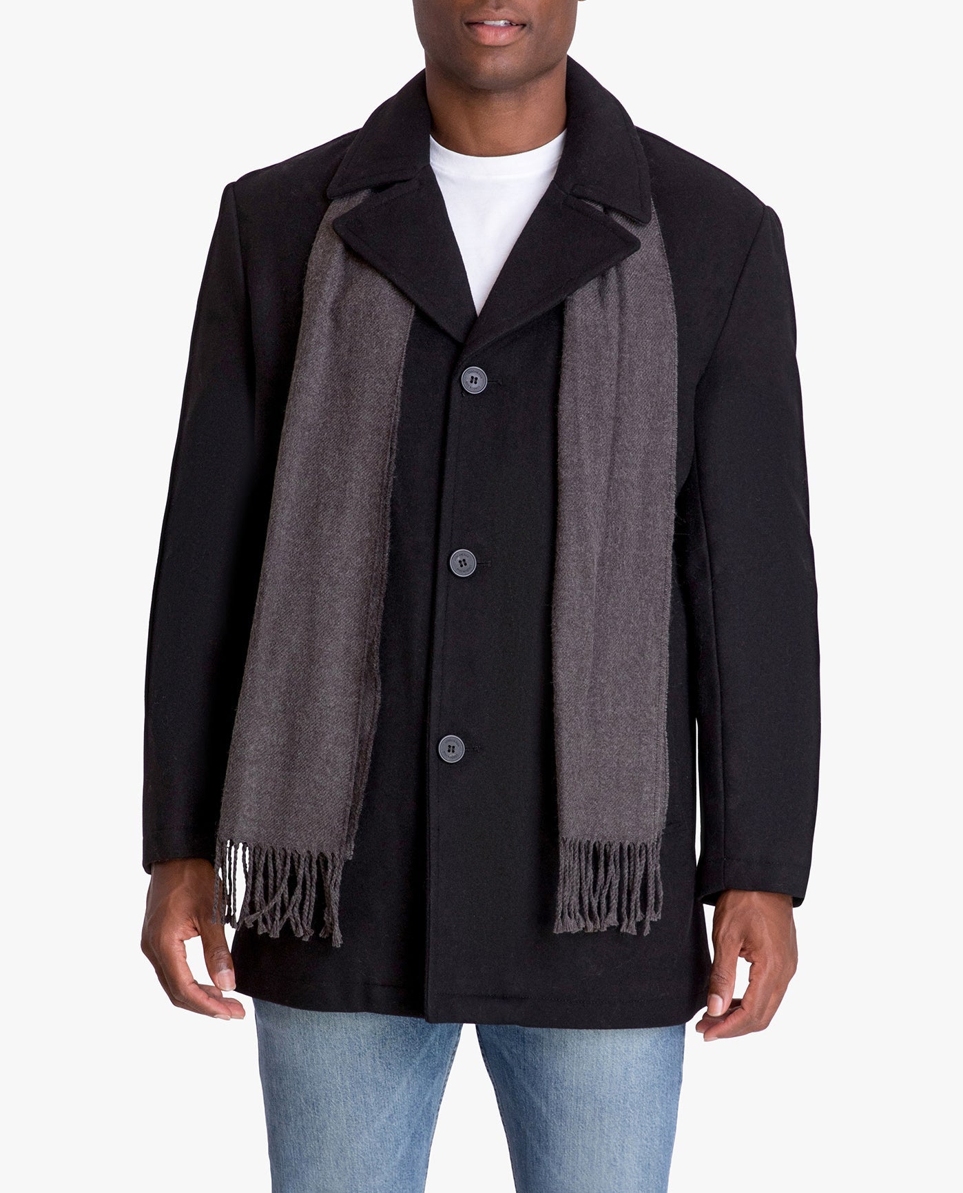 DETAIL VIEW OF AMITY SINGLE BREASTED WOOL JACKET | BLACK