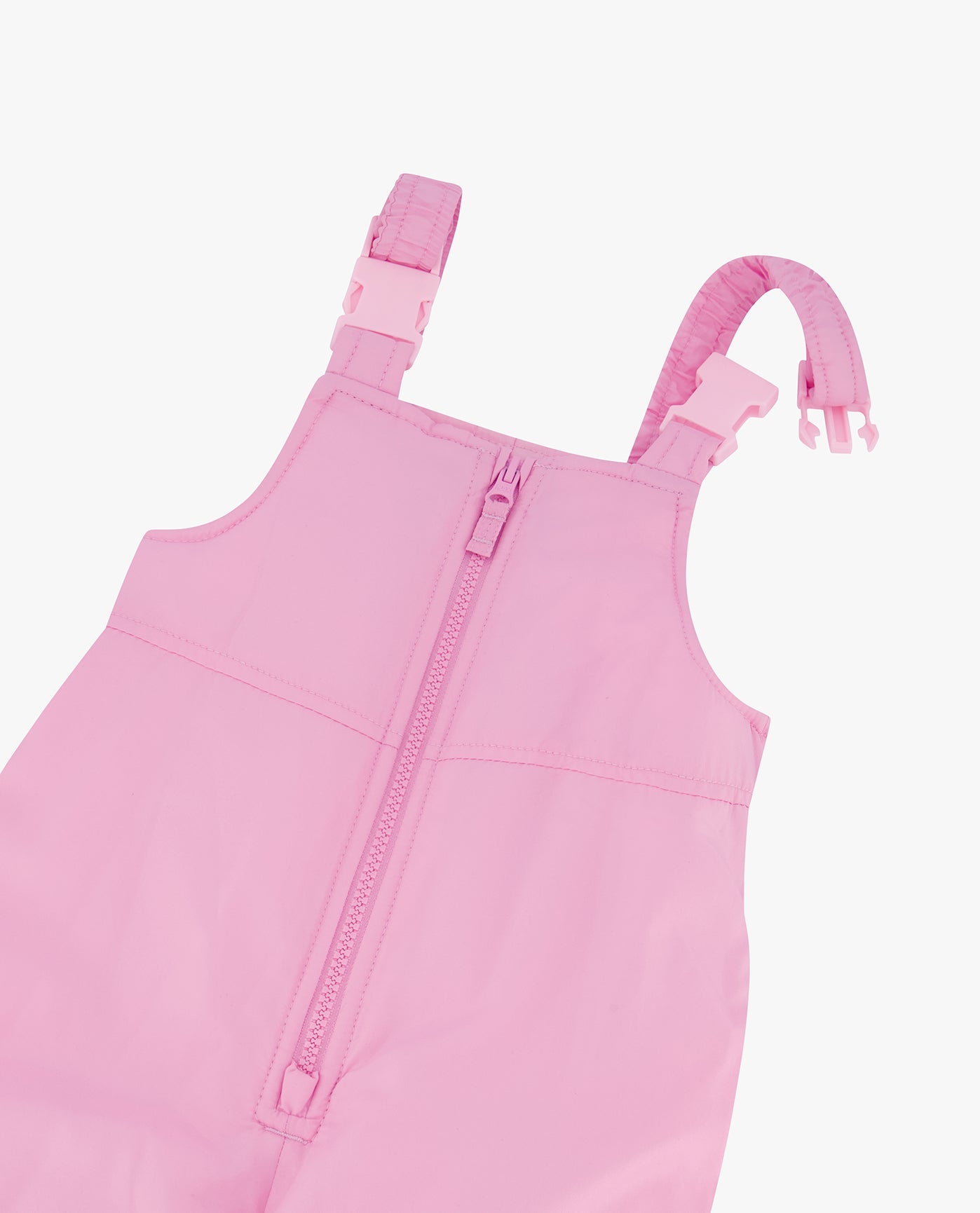 ZOOM VIEW OF TODDLER GIRLS ZIP-FRONT COLOR BLOCK JACKET AND OVERALL SNOW PANT | PINK