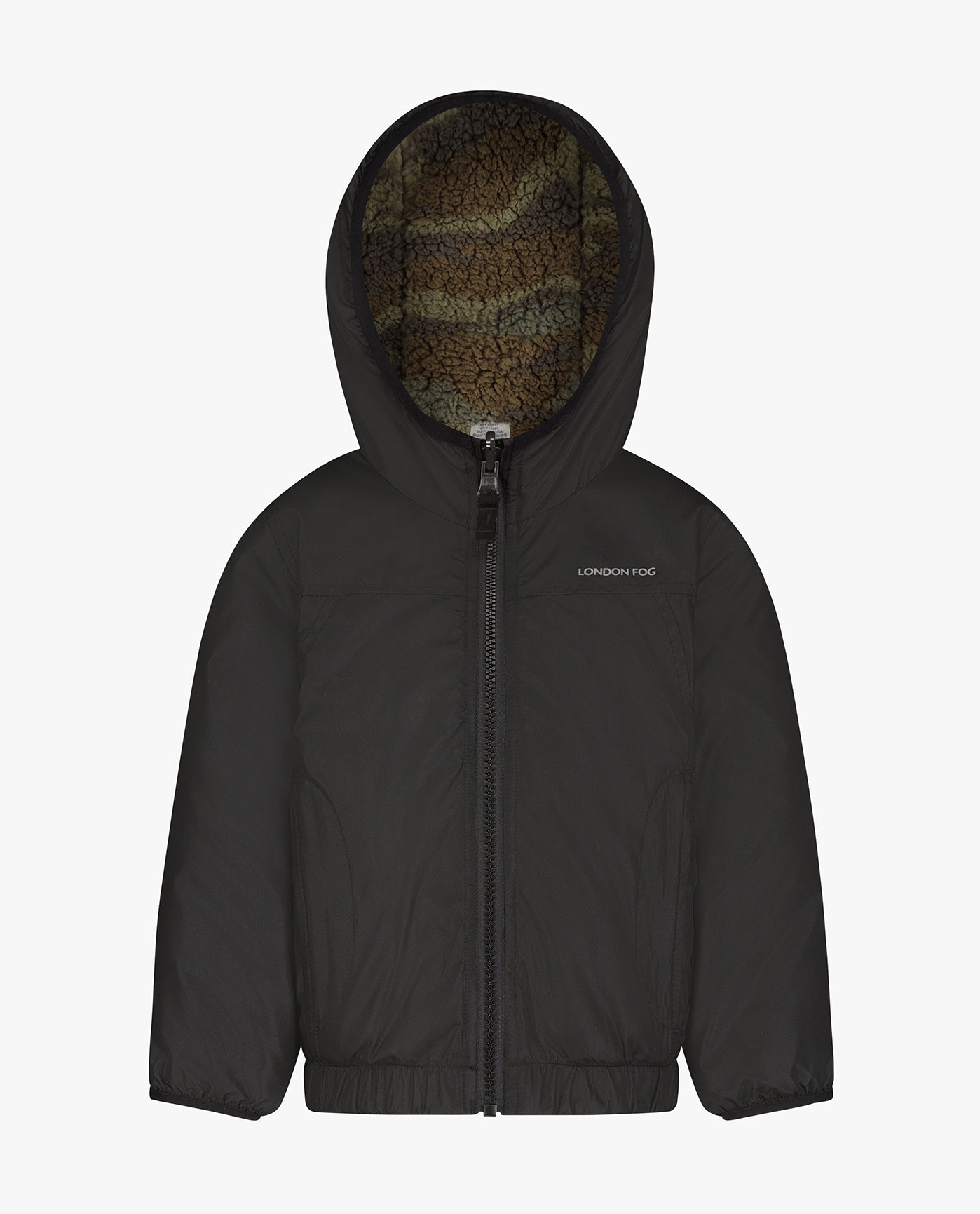 MAIN IMAGE OF BIG BOYS ZIP-FRONT REVERSIBLE FLEECE LINED HOODED JACKET | BLACK