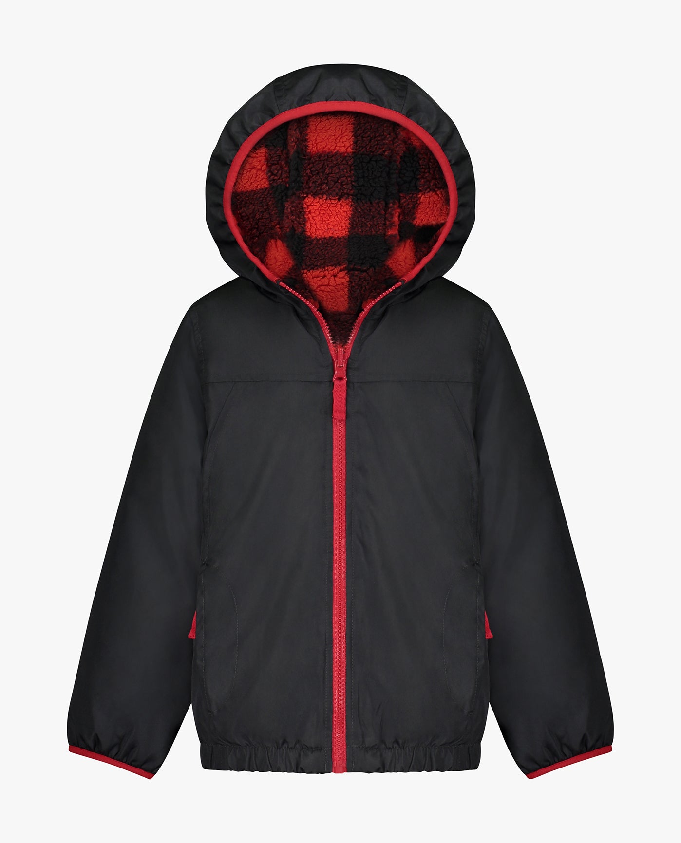 MAIN IMAGE OF BIG BOYS ZIP-FRONT REVERSIBLE FLEECE LINED HOODED JACKET | GREY