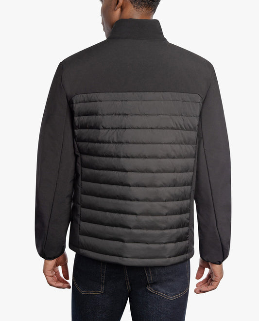 BACK VIEW OF RIDGEWOOD MIX MEDIA MIDWEIGHT JACKET | BLACK