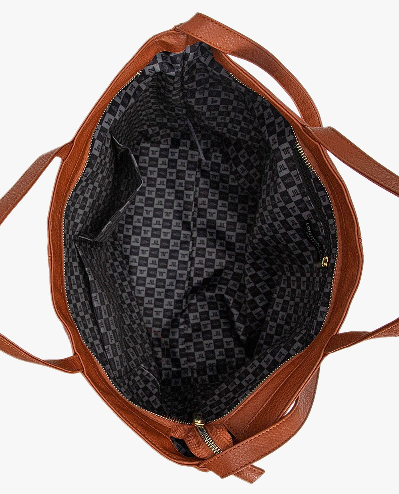 INSIDE OF LAURA LARGE TOTE | COGNAC