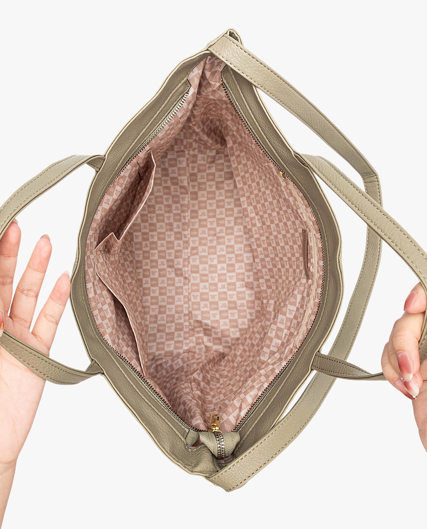 INSIDE OF LAURA LARGE TOTE | SAGE