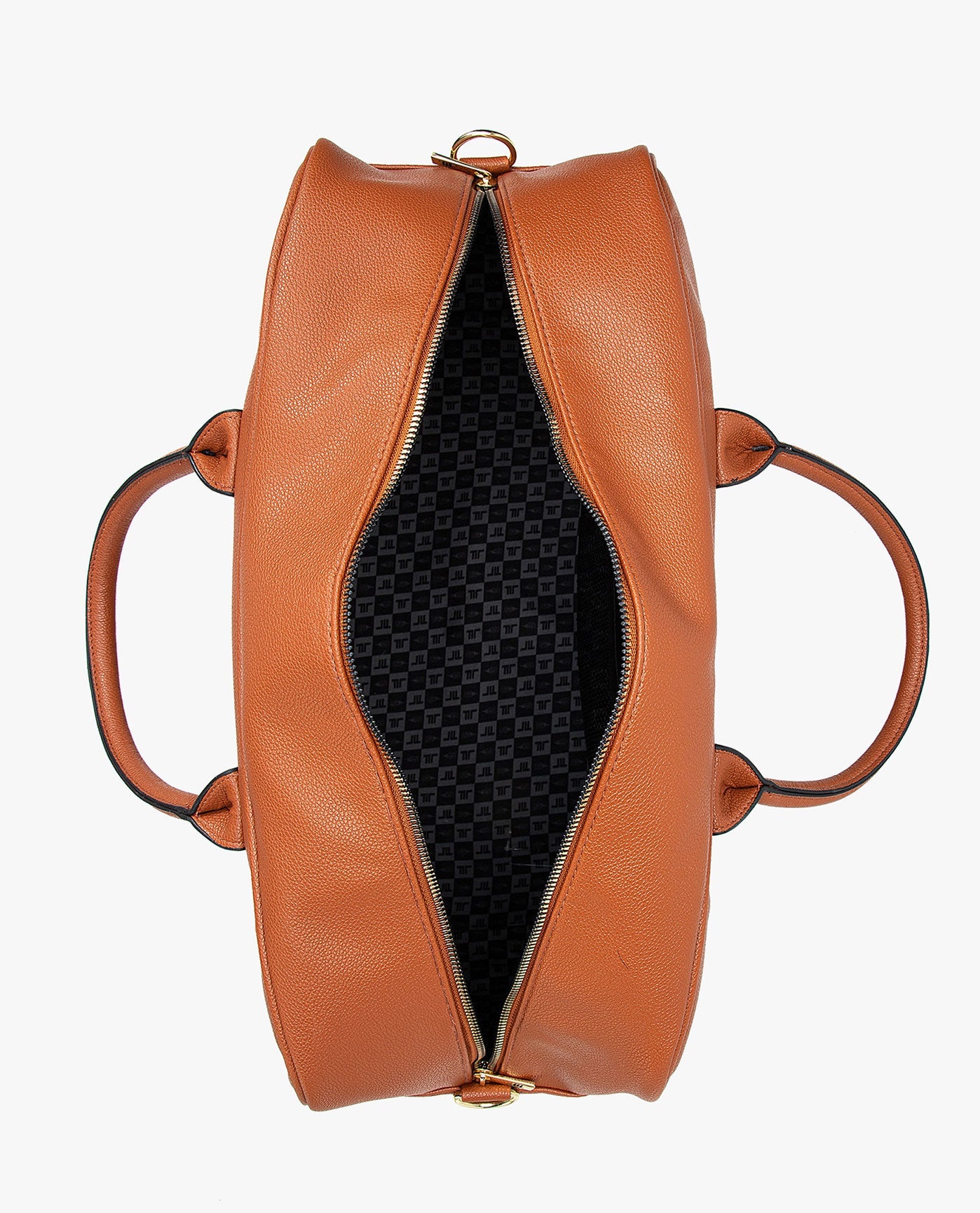 INSIDE OF ALEXANDER PEBBLE WEEKENDER DUFFEL | COGNAC