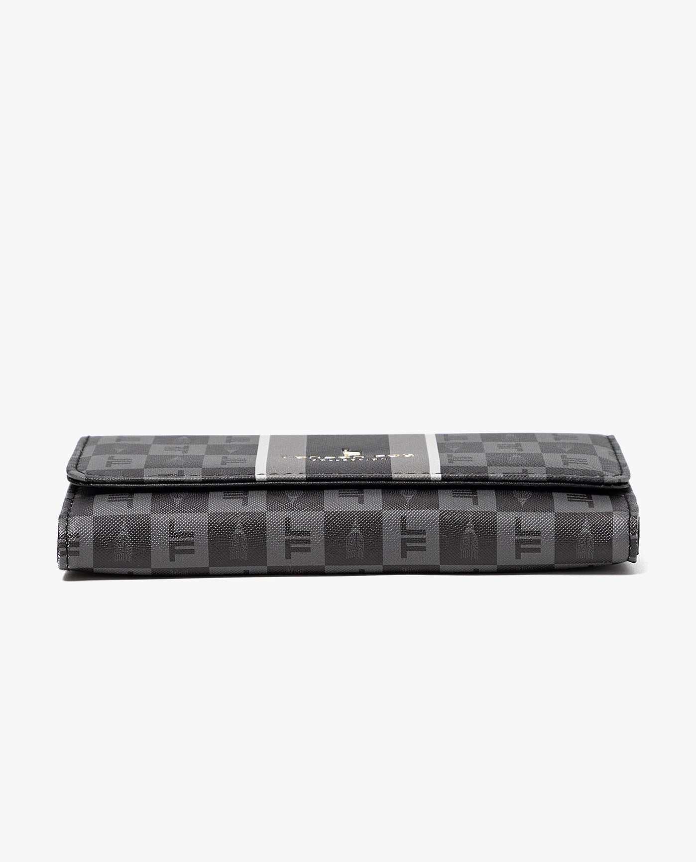 BOTTOM VIEW OF SOPHIA SIGNATURE FLAP WALLET | BLACK