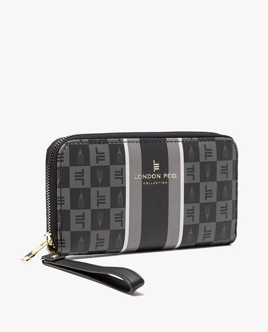 SIDE VIEW OF GIANNA SIGNATURE ZIP AROUND WALLET | BLACK