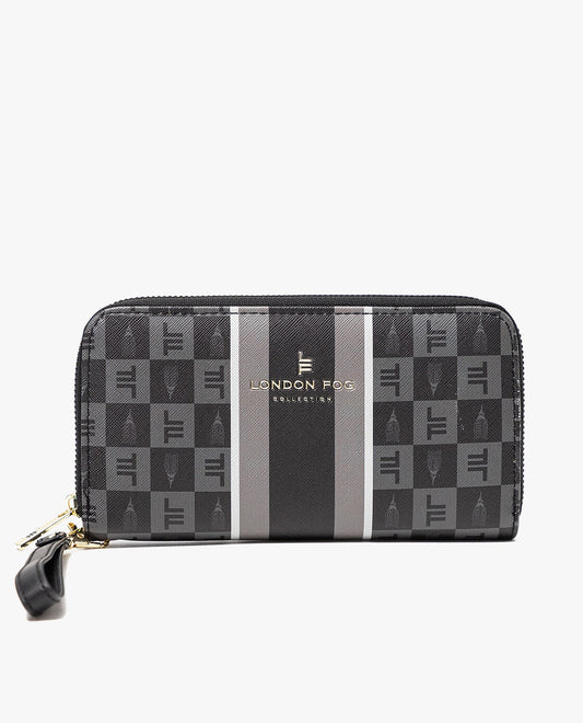 FRONT OF GIANNA SIGNATURE ZIP AROUND WALLET | BLACK