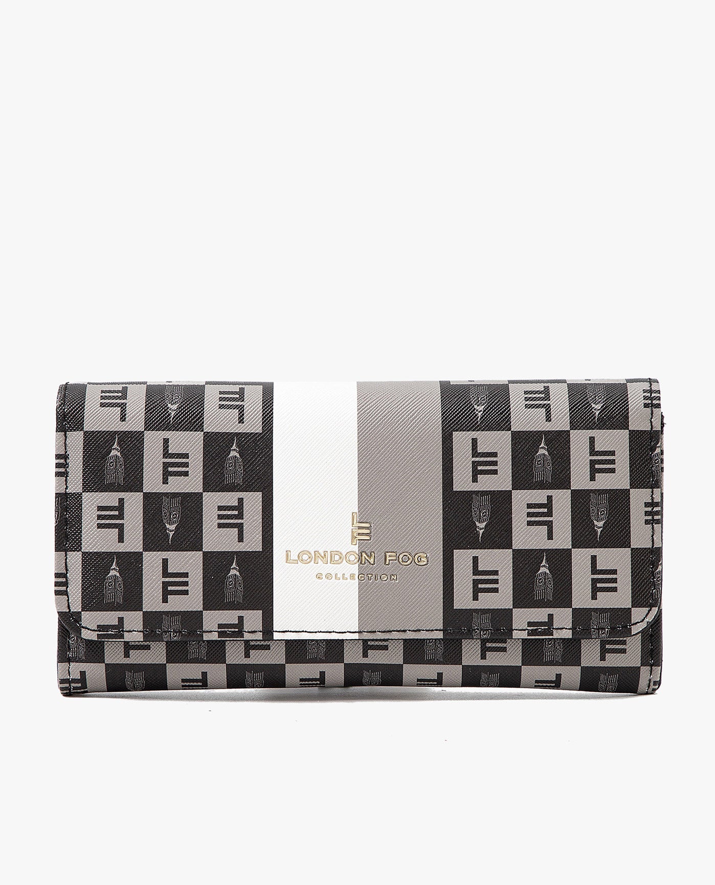 FRONT VIEW OF LARA SIGNATURE FLAP WALLET | BLACK