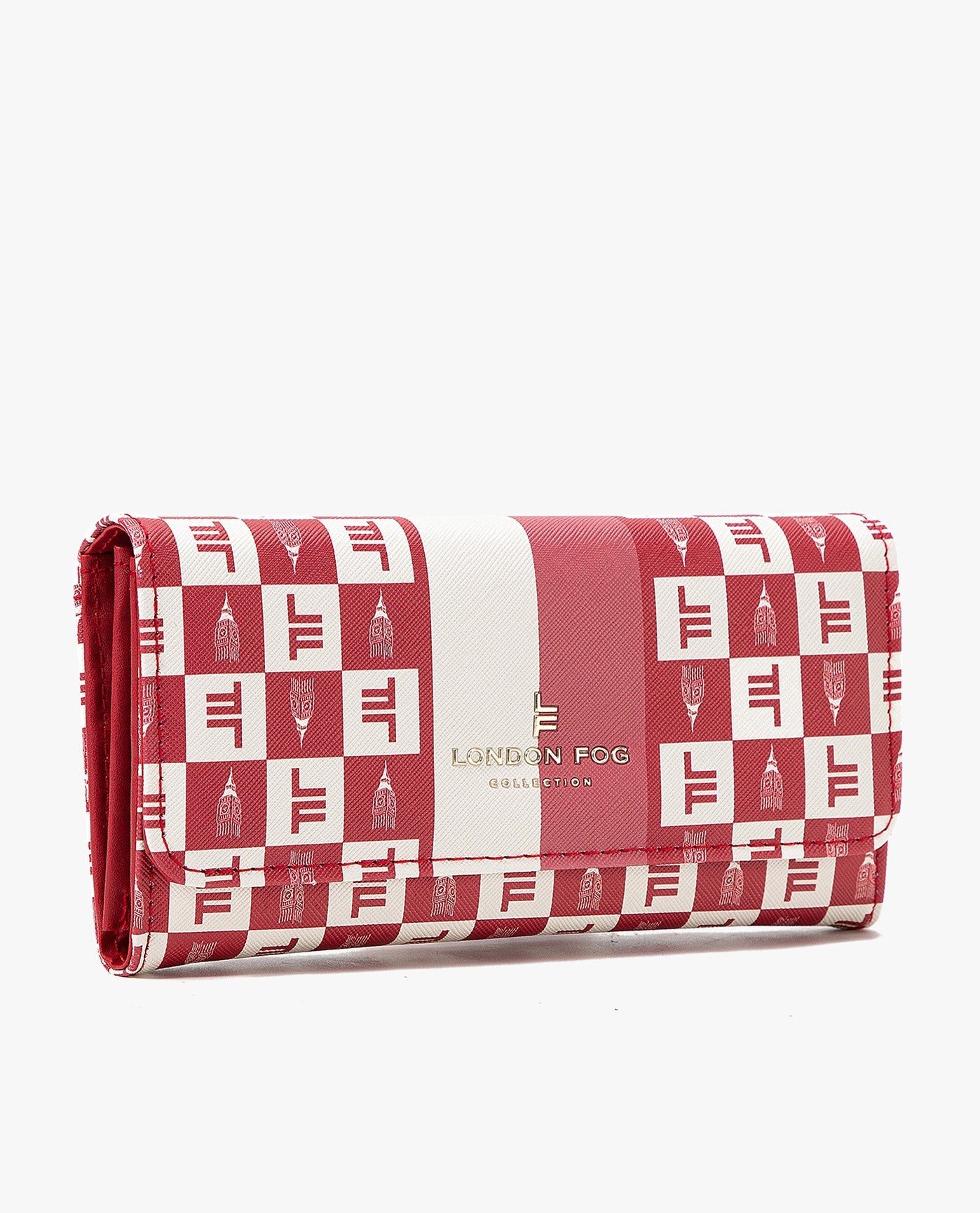 SIDE VIEW OF LARA SIGNATURE FLAP WALLET | BRICK
