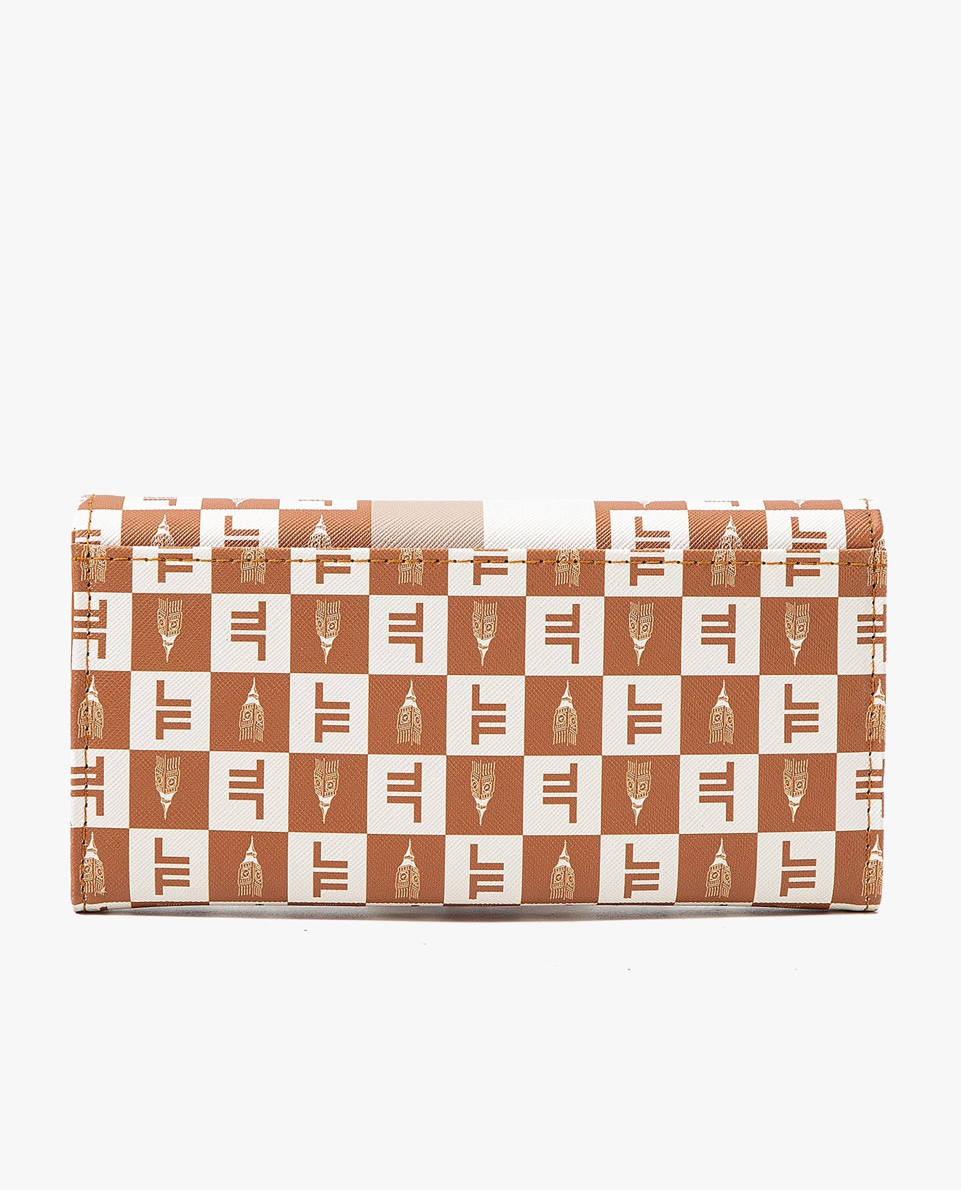 BACK VIEW OF LARA SIGNATURE FLAP WALLET | COGNAC