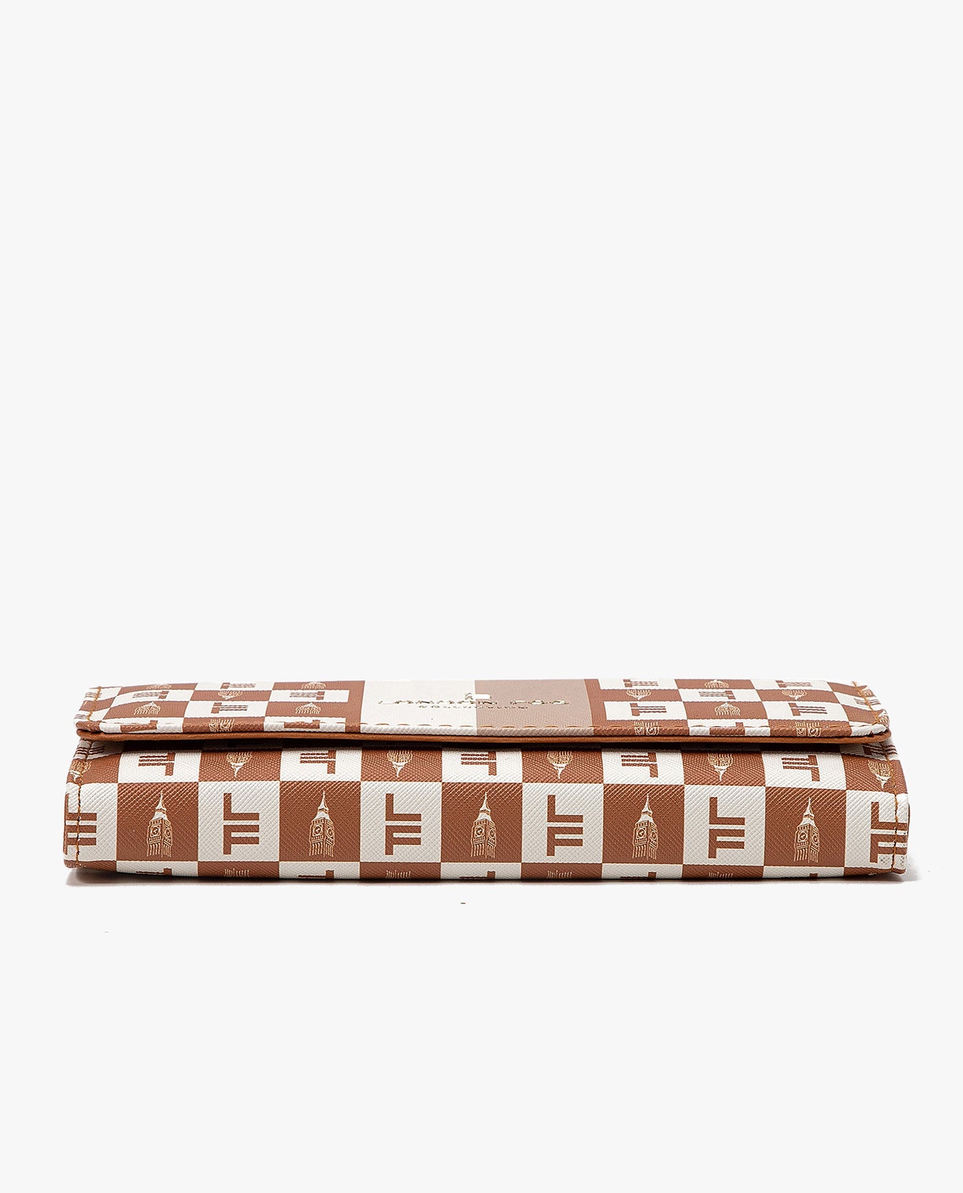 FLAT VIEW OF LARA SIGNATURE FLAP WALLET | COGNAC