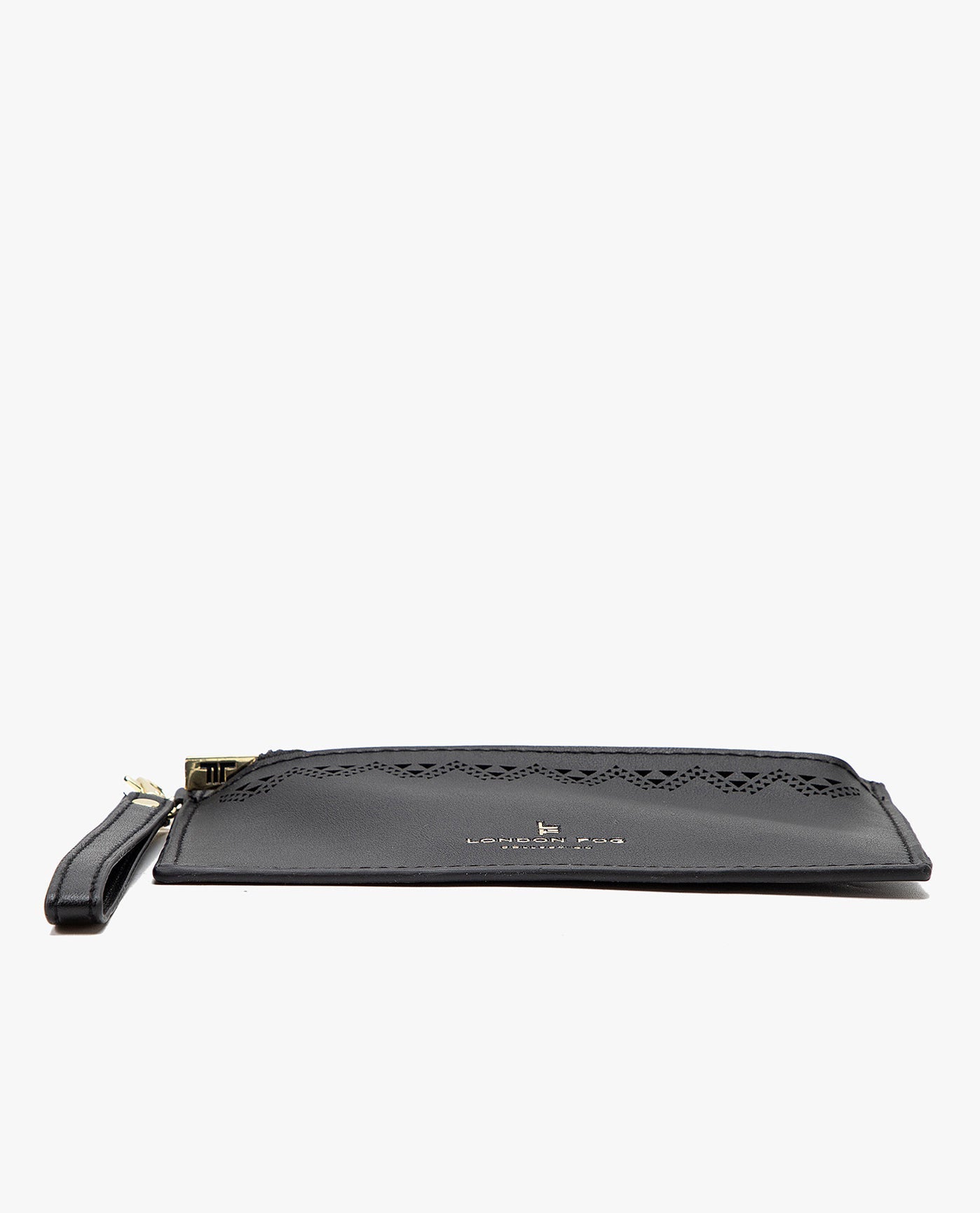 FLAT IMAGE OF HANNAH LASER CUT WRISTLET DOUBLE ZIP | BLACK