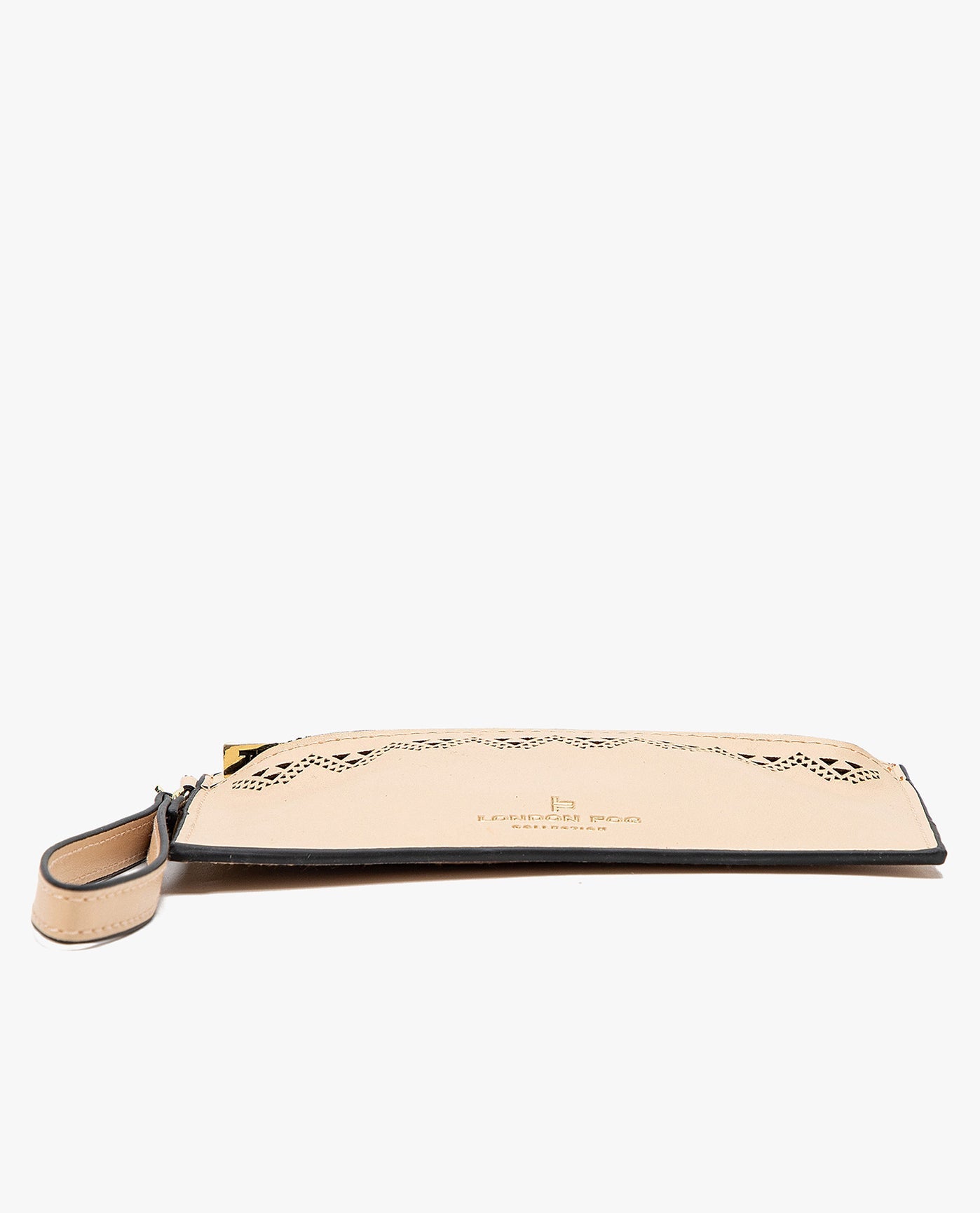 FLAT VIEW OF HANNAH LASER CUT WRISTLET DOUBLE ZIP | LATTE