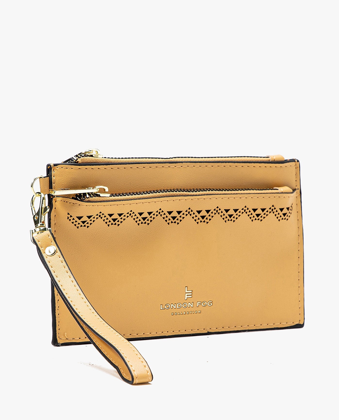 SIDE VIEW OF HANNAH LASER CUT WRISTLET DOUBLE ZIP | MELLOW YELLOW