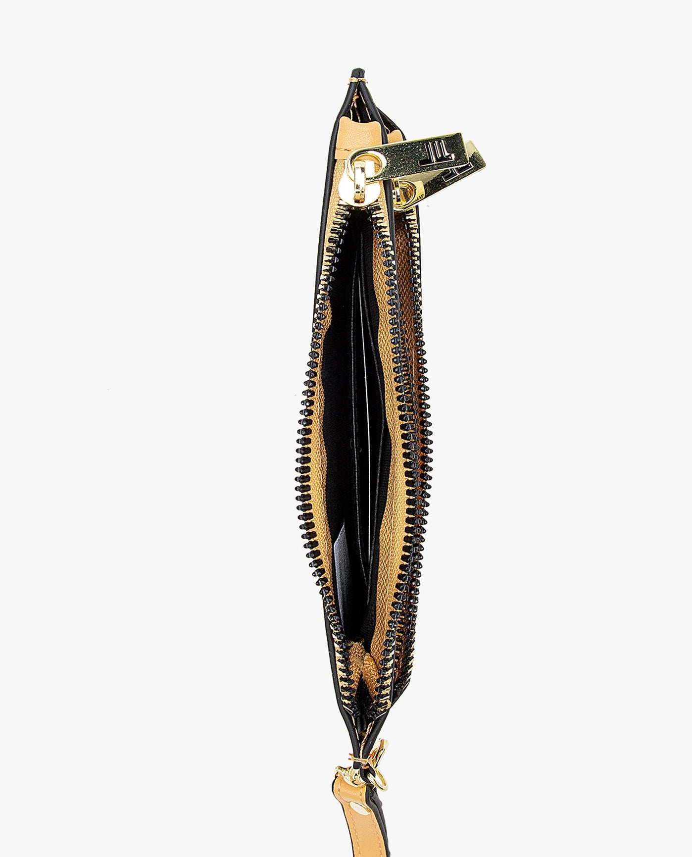 INSIDE VIEW OF HANNAH LASER CUT WRISTLET DOUBLE ZIP | MELLOW YELLOW