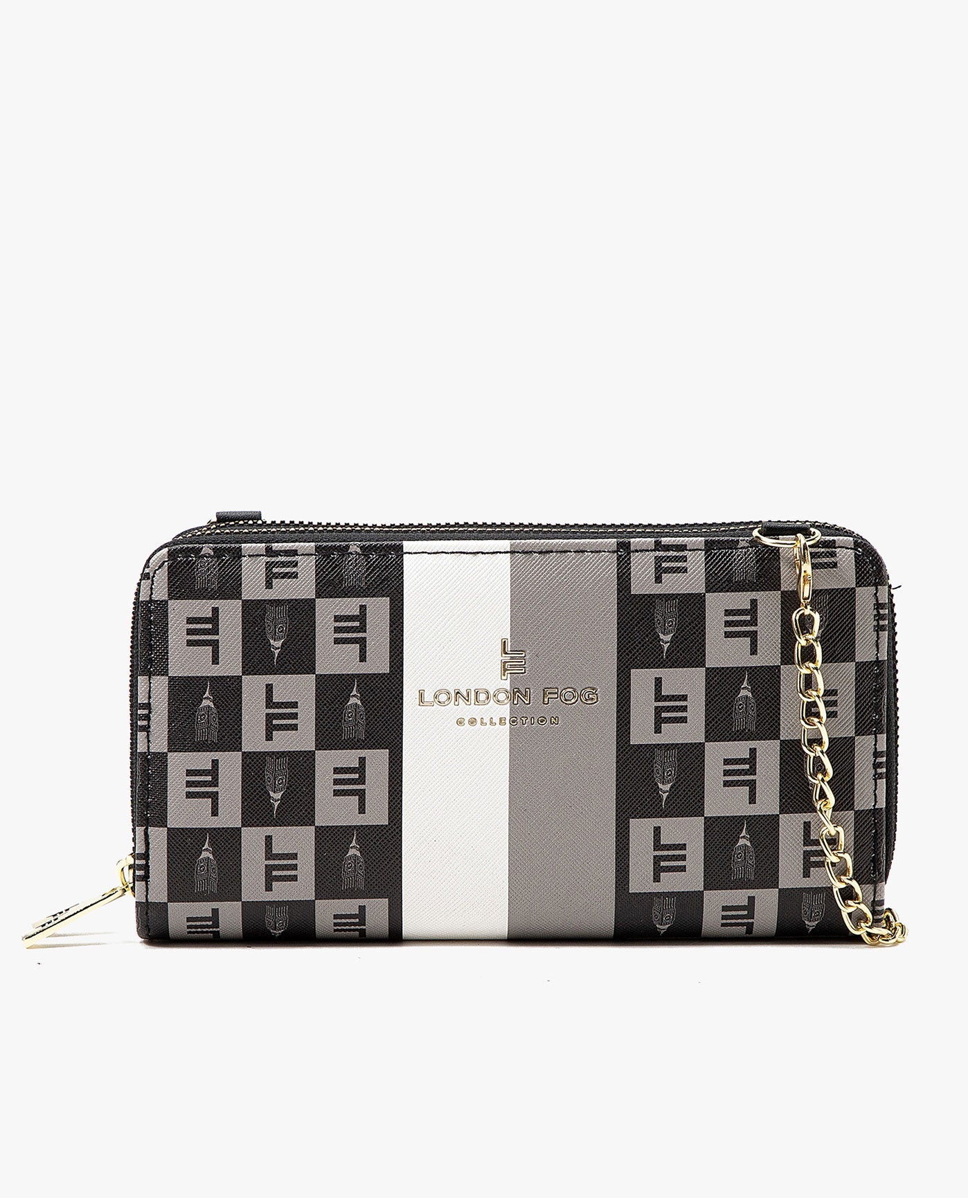 FRONT OF DIANA SIGNATURE DOUBLE ZIP CROSSBODY BAG AND WALLET COMBO | BLACK
