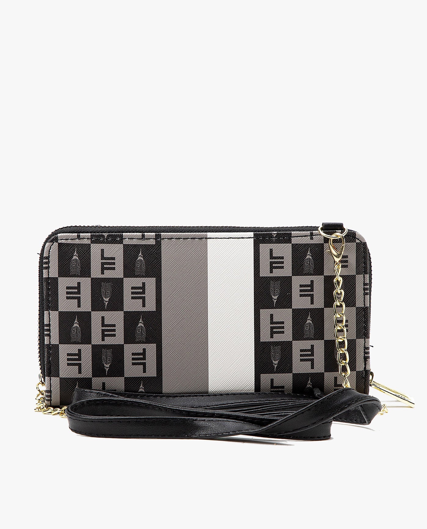 BACK OF DIANA SIGNATURE DOUBLE ZIP CROSSBODY BAG AND WALLET COMBO | BLACK