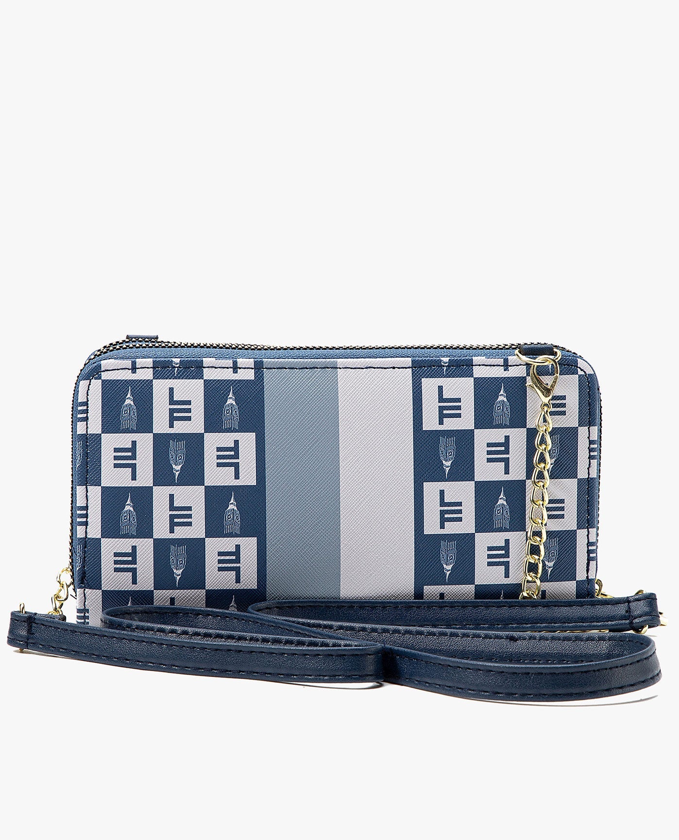 BACK OF DIANA SIGNATURE DOUBLE ZIP CROSSBODY BAG AND WALLET COMBO | NAVY
