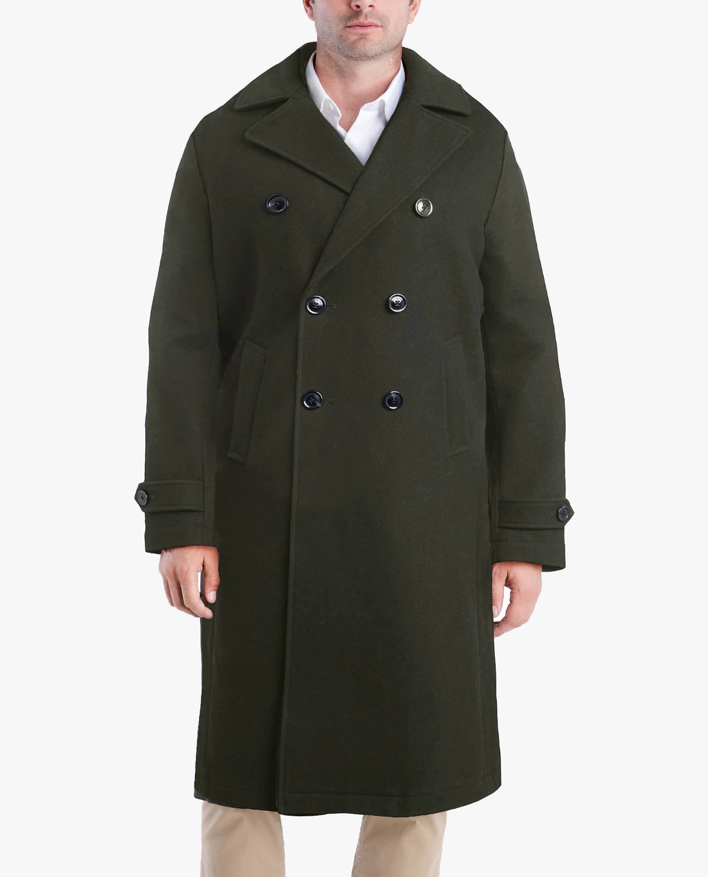 FRONT OF LILLE 46" OFFICERS COAT | DARK OLIVE