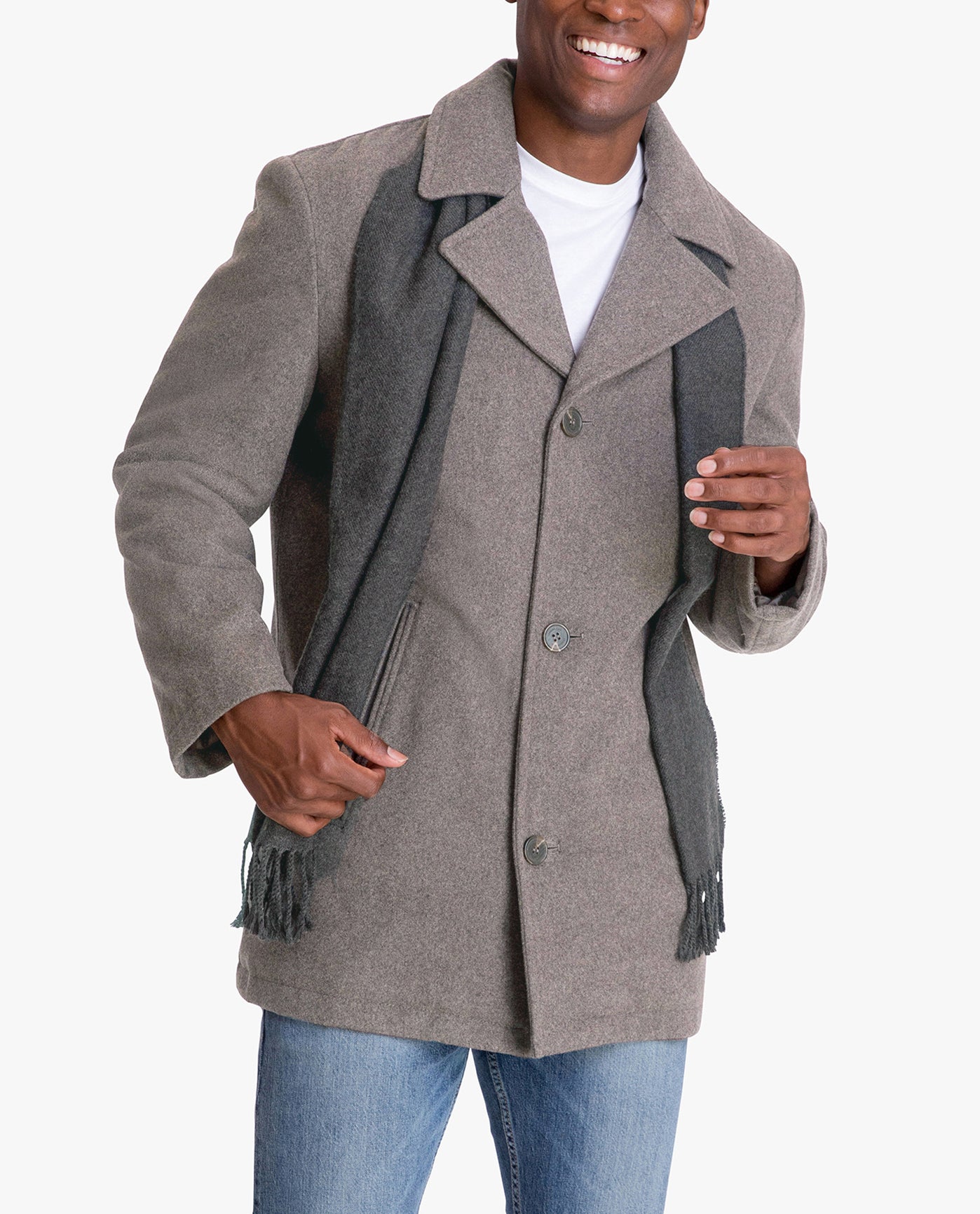 FRONT VIEW OF AMITY SINGLE BREASTED WOOL JACKET | MEDIUM GREY