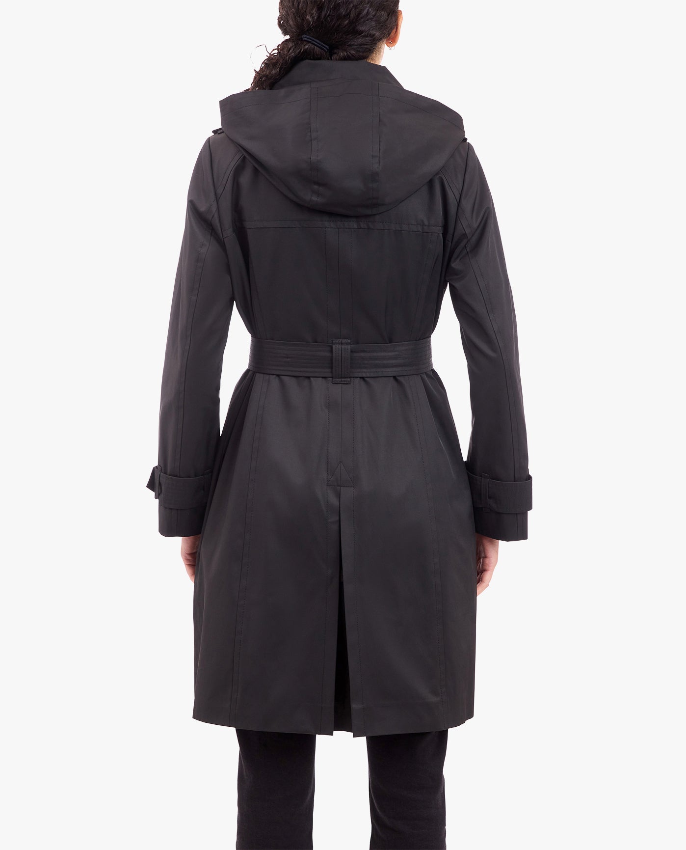 Dkny double shops breasted trench coat with removable hood