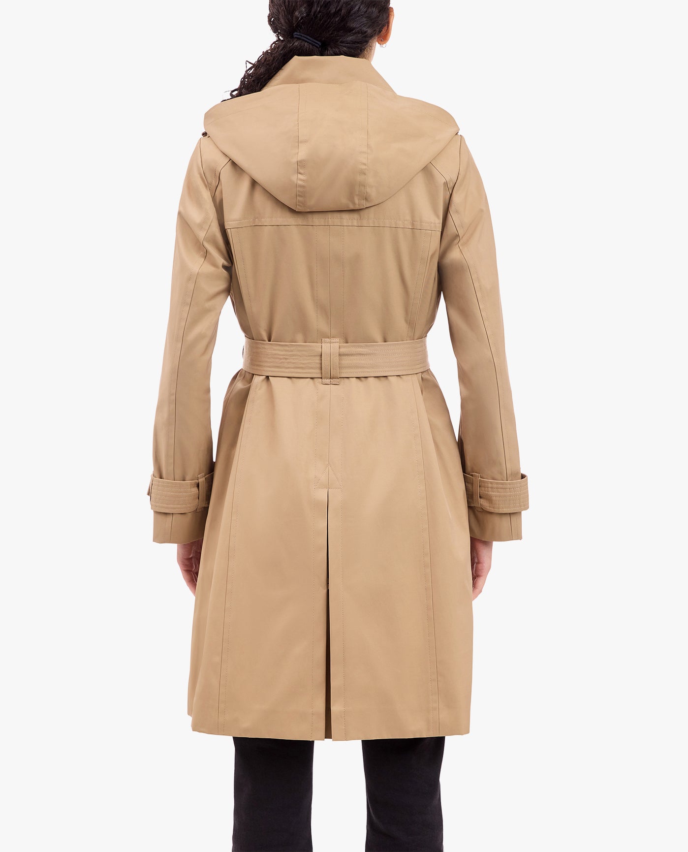 Double Breasted Trench with Button Off Hood Trench Coat London Fog