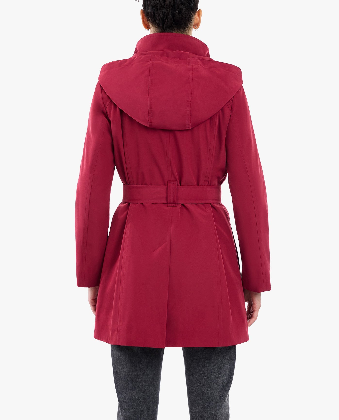 London hotsell Fog garnet maroon hooded fitted puffer coat, Medium