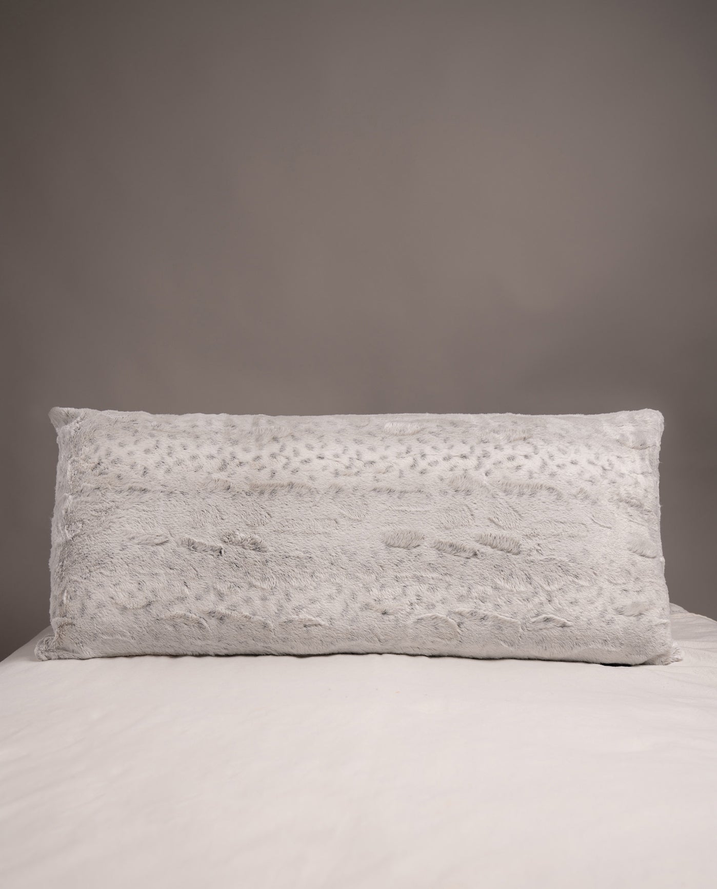 MAIN VIEW OF FAUX FUR BODY PILLOW | PEM-Snow_Leopard-040