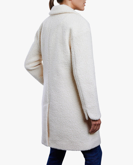 Back View Of SINGLE BUTTON-FRONT 35 INCH PEACOAT | CREAM