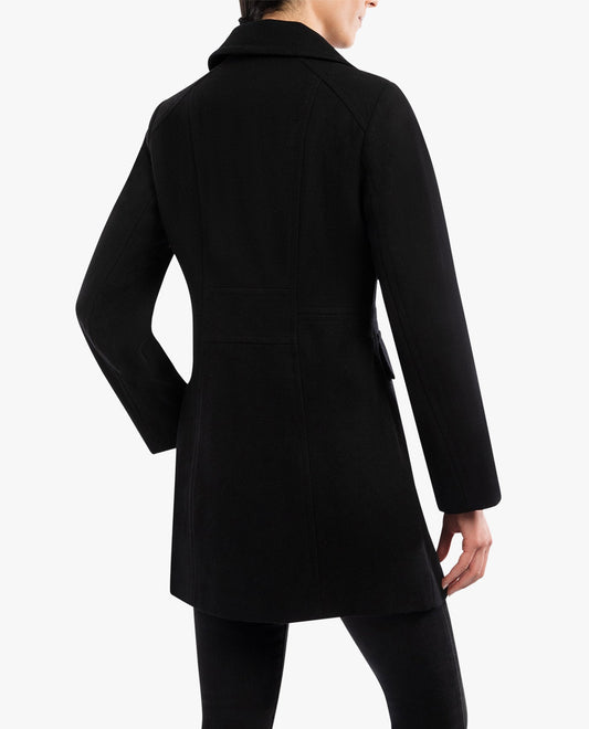Back View Of SINGLE BREASTED PEACOAT | BLACK