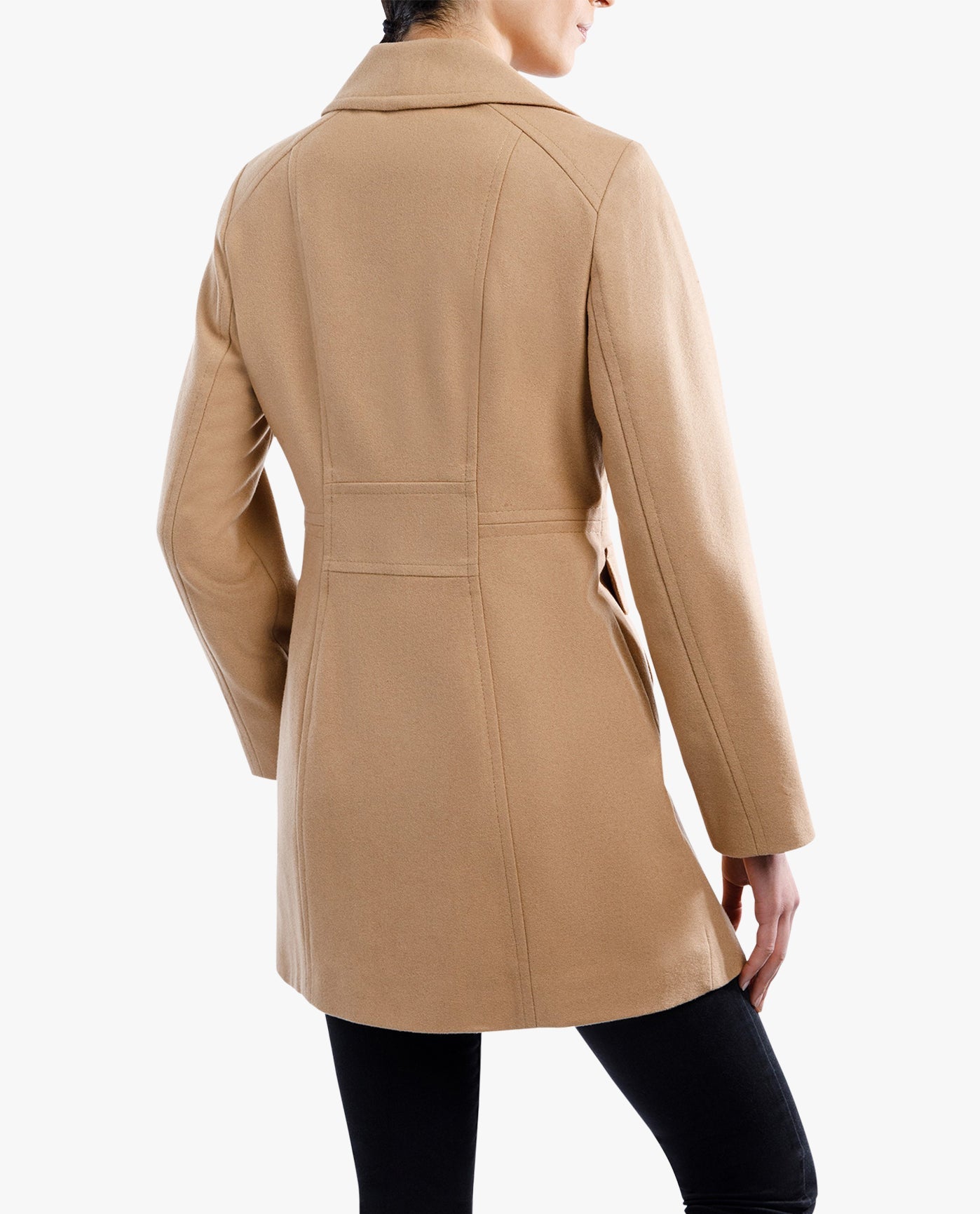 Back View Of SINGLE BREASTED PEACOAT | CAMEL