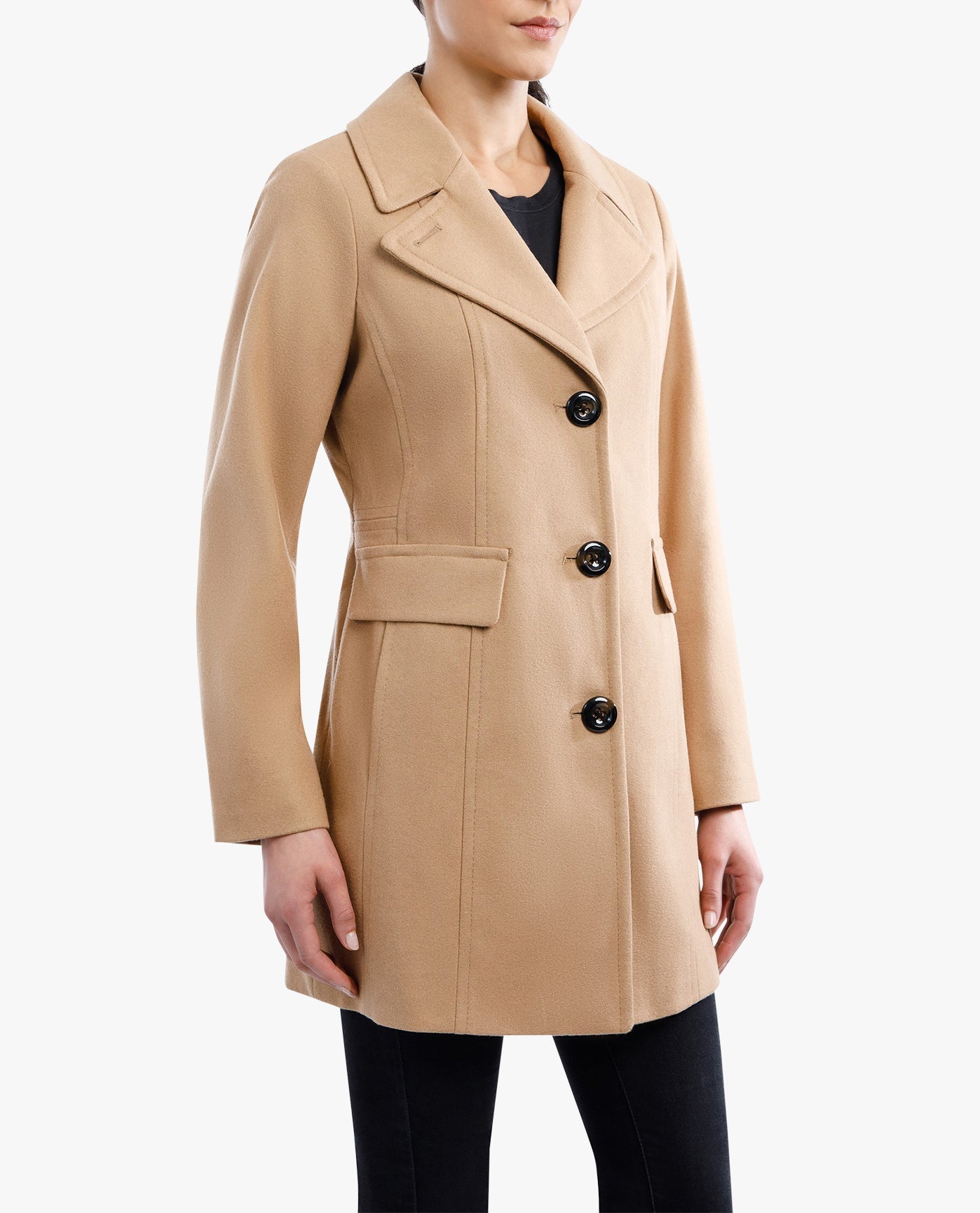 Alt View Of SINGLE BREASTED PEACOAT | CAMEL