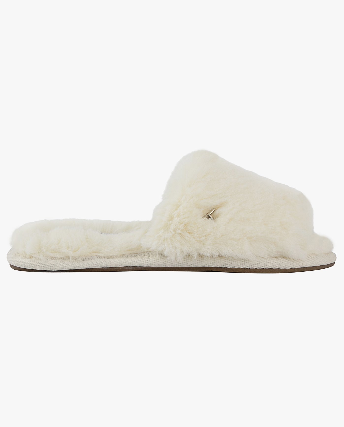 OTHER SIDE VIEW  OF WOMENS LILLY OPEN TOE FAUX FUR SLIPPER | ESO_IVORY_100