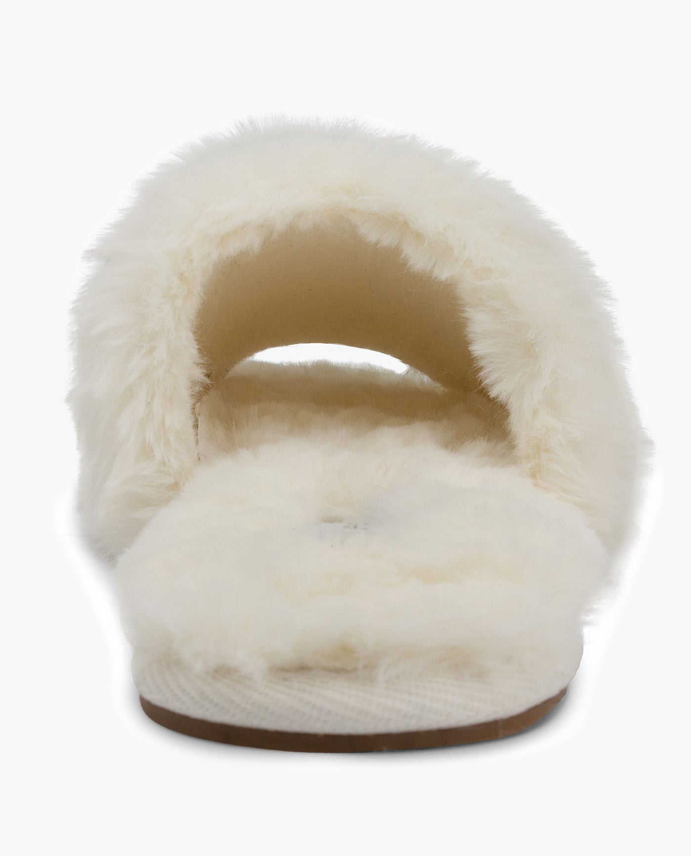 BACK VIEW  OF WOMENS LILLY OPEN TOE FAUX FUR SLIPPER | ESO_IVORY_100