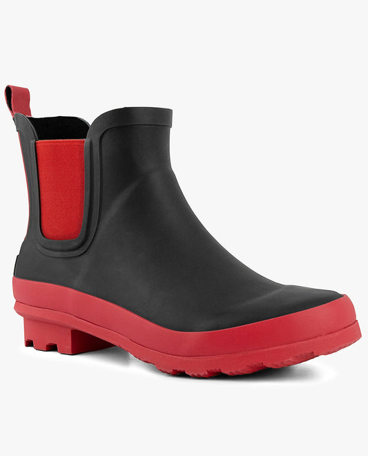 MAIN IMAGE OF WOMENS WEMBLEY ANKLE RAINBOOT | ESO_BLACK RED_001