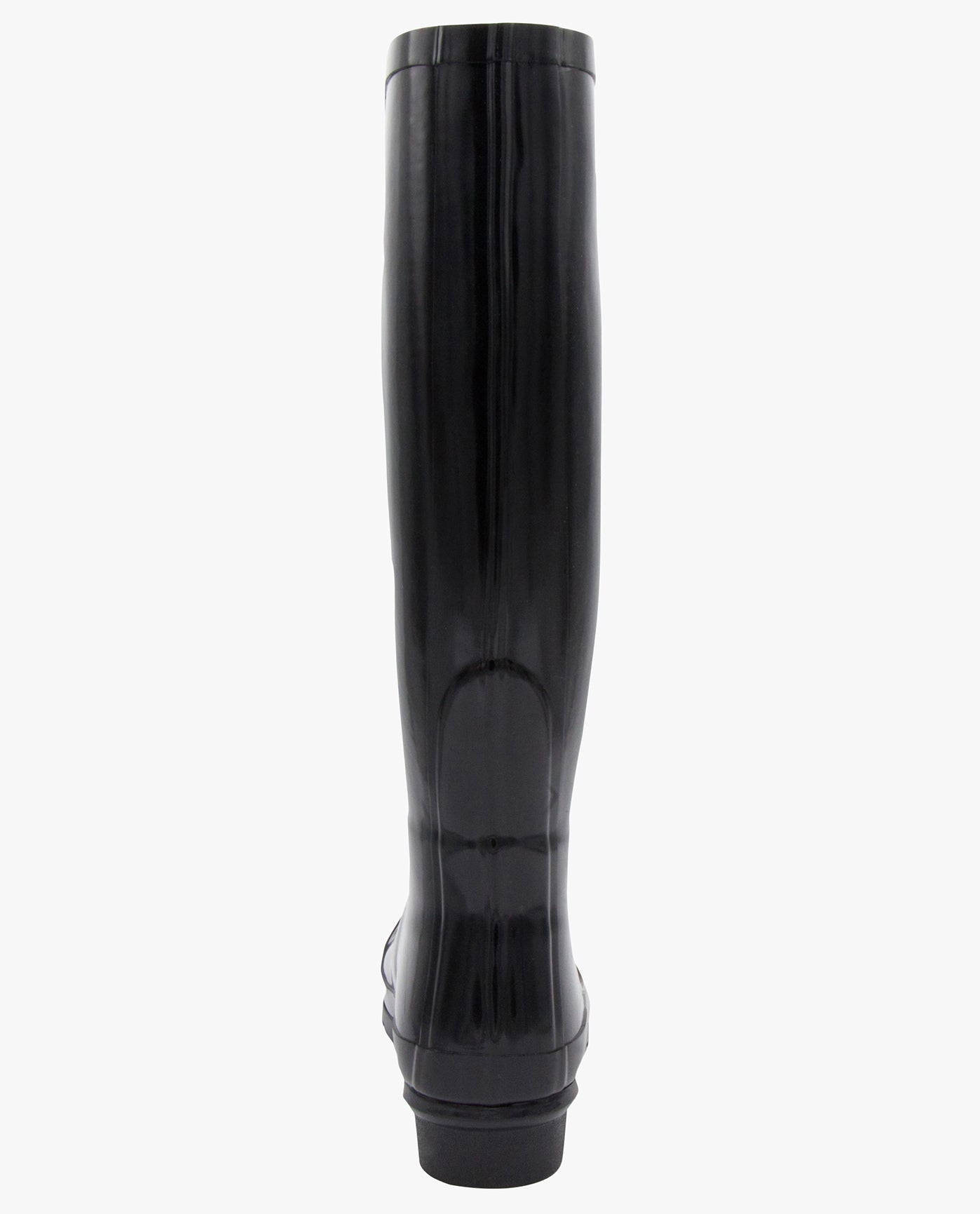 BACK VIEW  OF WOMENS THAMES TALL RAINBOOT | ESO_SHINY BLACK_005