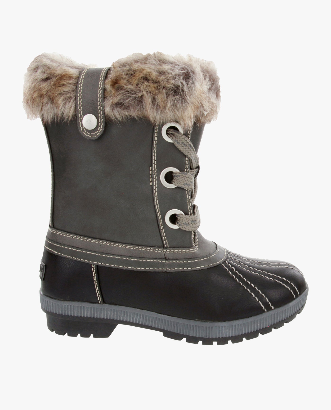 SIDE VIEW  OF WOMENS MILLY WINTER BOOT | ESO_BLACK CHARCOAL_005