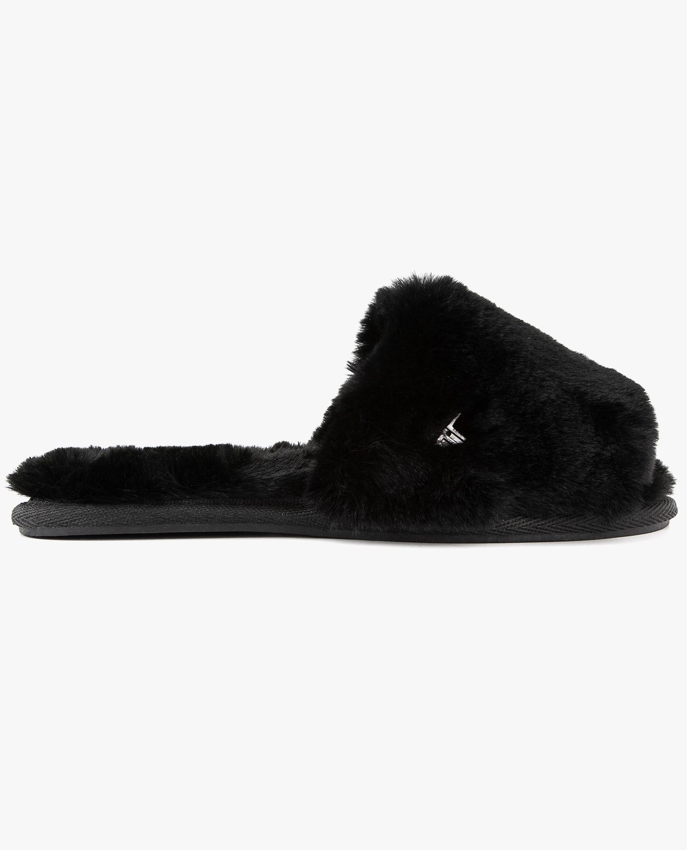 MAIN IMAGE OF WOMENS LILLY OPEN TOE FAUX FUR SLIPPER | ESO_BLACK_001
