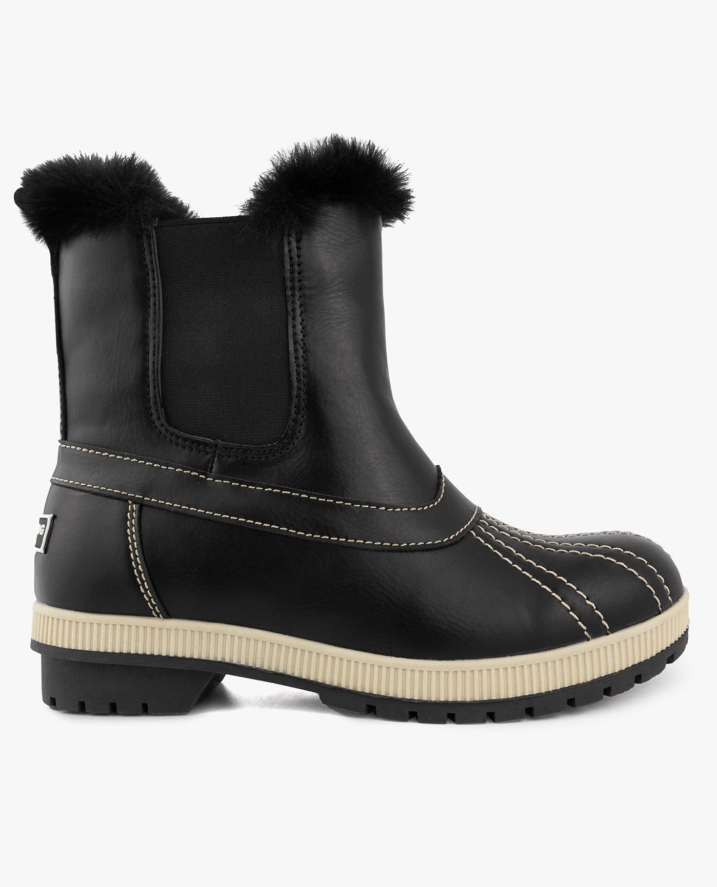 SIDE VIEW  OF WOMENS MILDRED SHORT WINTER BOOT | ESO_BLACK_001