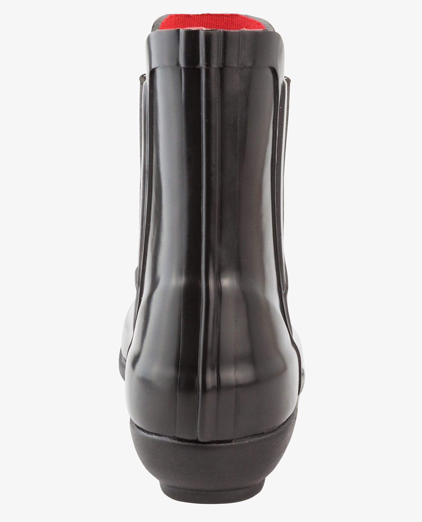 BACK VIEW  OF WOMENS PICCADILLY ANKLE RAINBOOT | ESO_BLACK SHINY_012